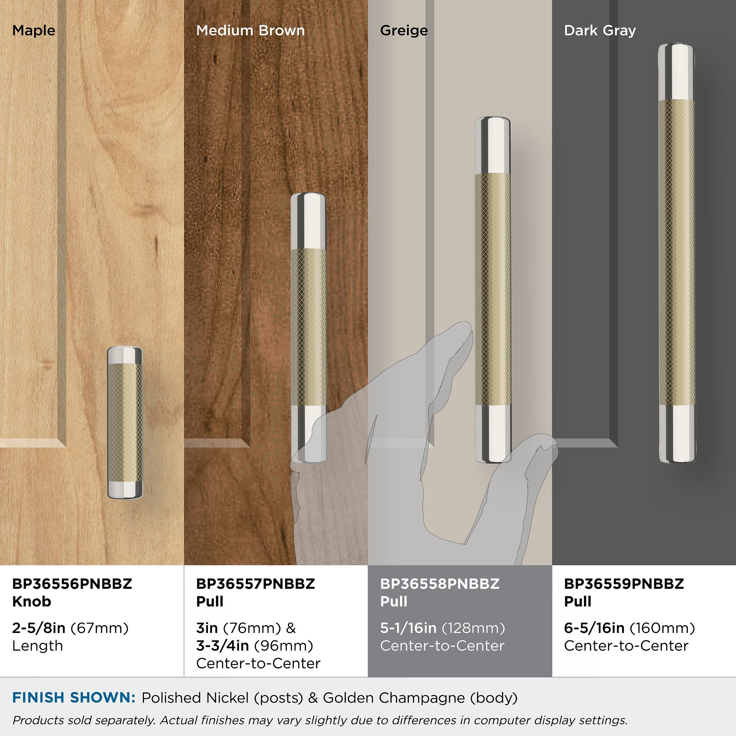 Amerock Esquire 5-1/16 inch (128mm) Center-to-Center Polished Nickel/Golden Champagne Cabinet Pull