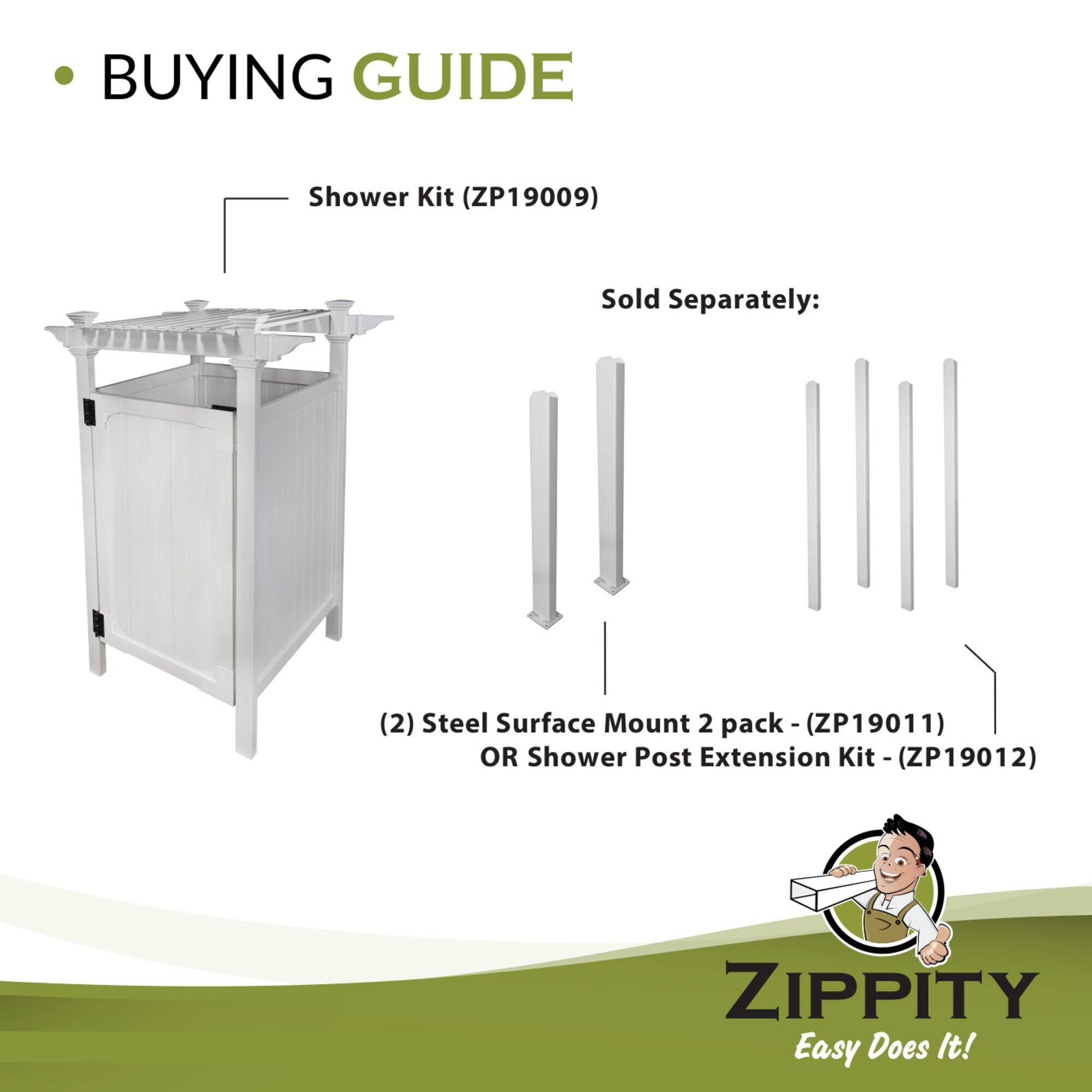 89in White Vinyl Outdoor Shower Enclosure Kit with Door