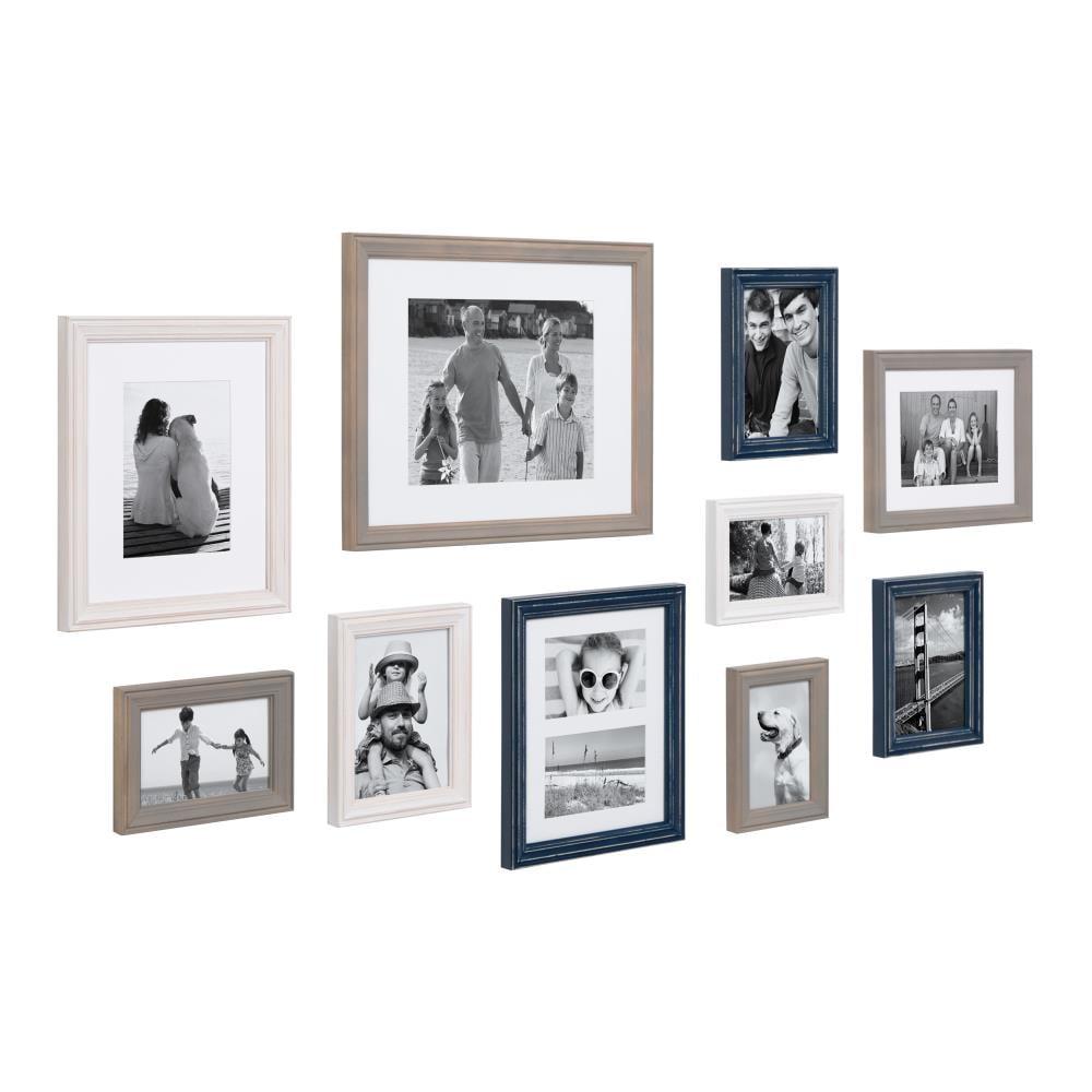 10pc Bordeaux Frame Box Set White/Black/Natural Wood - Kate & Laurel All Things Decor: Wall Display, Multi-Size, Modern Decor
