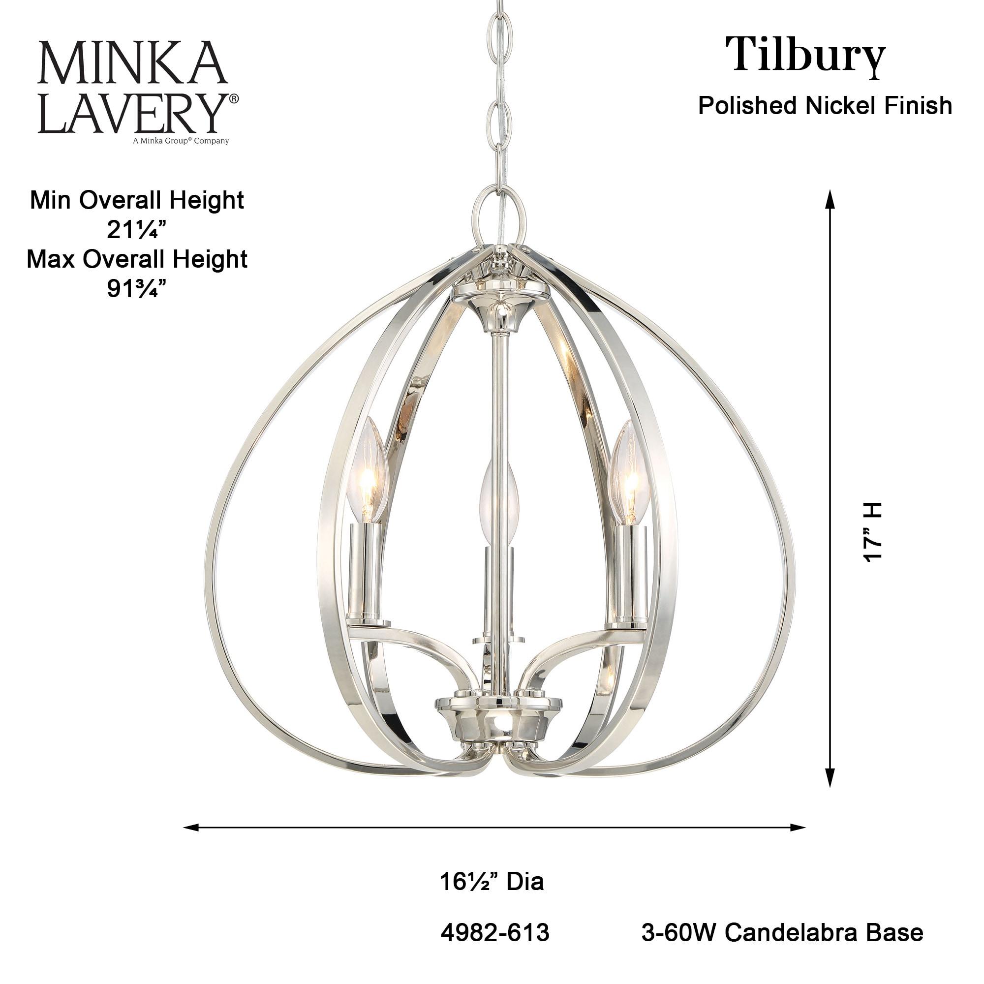 Minka Lavery Polished Nickel Pendant Chandelier 16 1/2" Wide Modern 3-Light Fixture for Dining Room House Foyer Kitchen Entryway