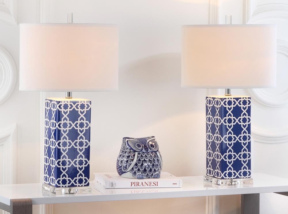Quatrefoil Table Lamp (Set of 2) - Navy - Safavieh.