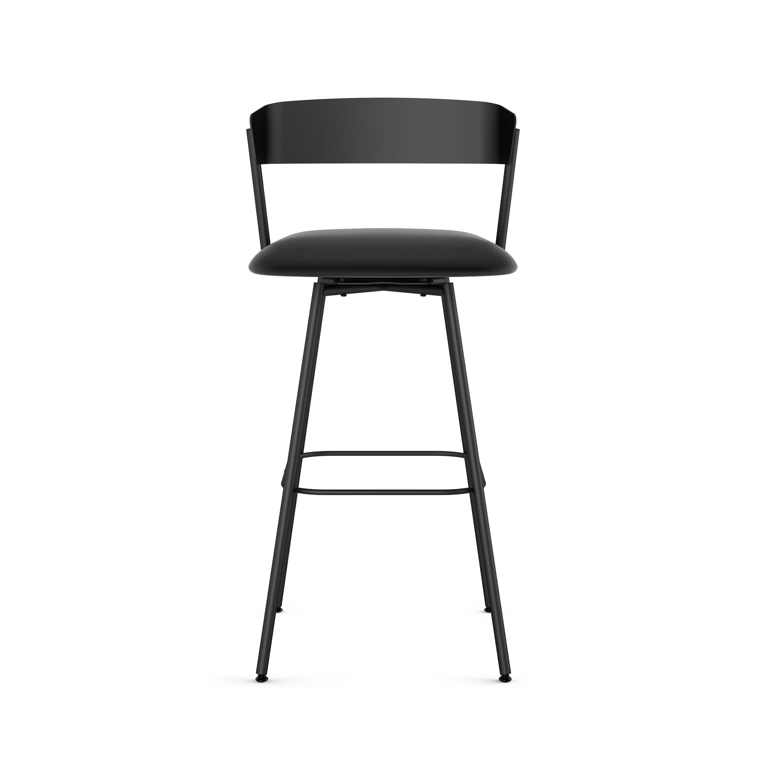 Amisco Ludwig 26 In. Swivel Counter Stool - Black Faux Leather / Black Metal