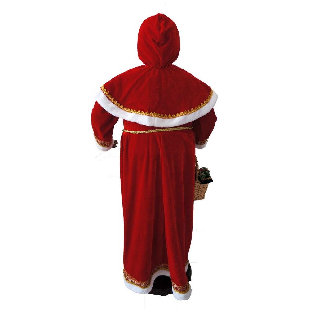 African American Dancing Mrs. Claus with Hooded Cloak and Basket Figurine