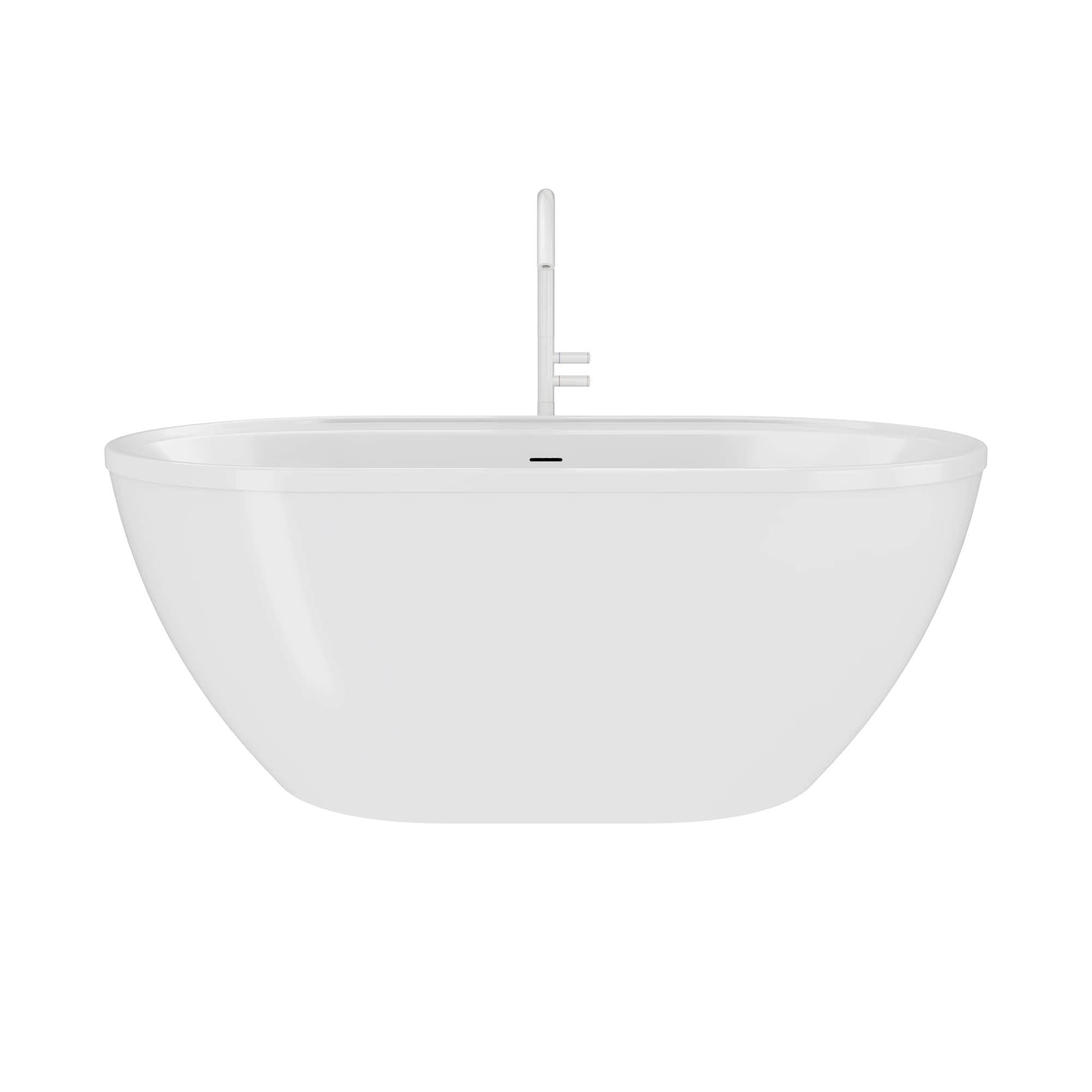 Essence 60 in. x 34 in. Freestanding Acrylic Soaking Bathtub with Center Drain in White