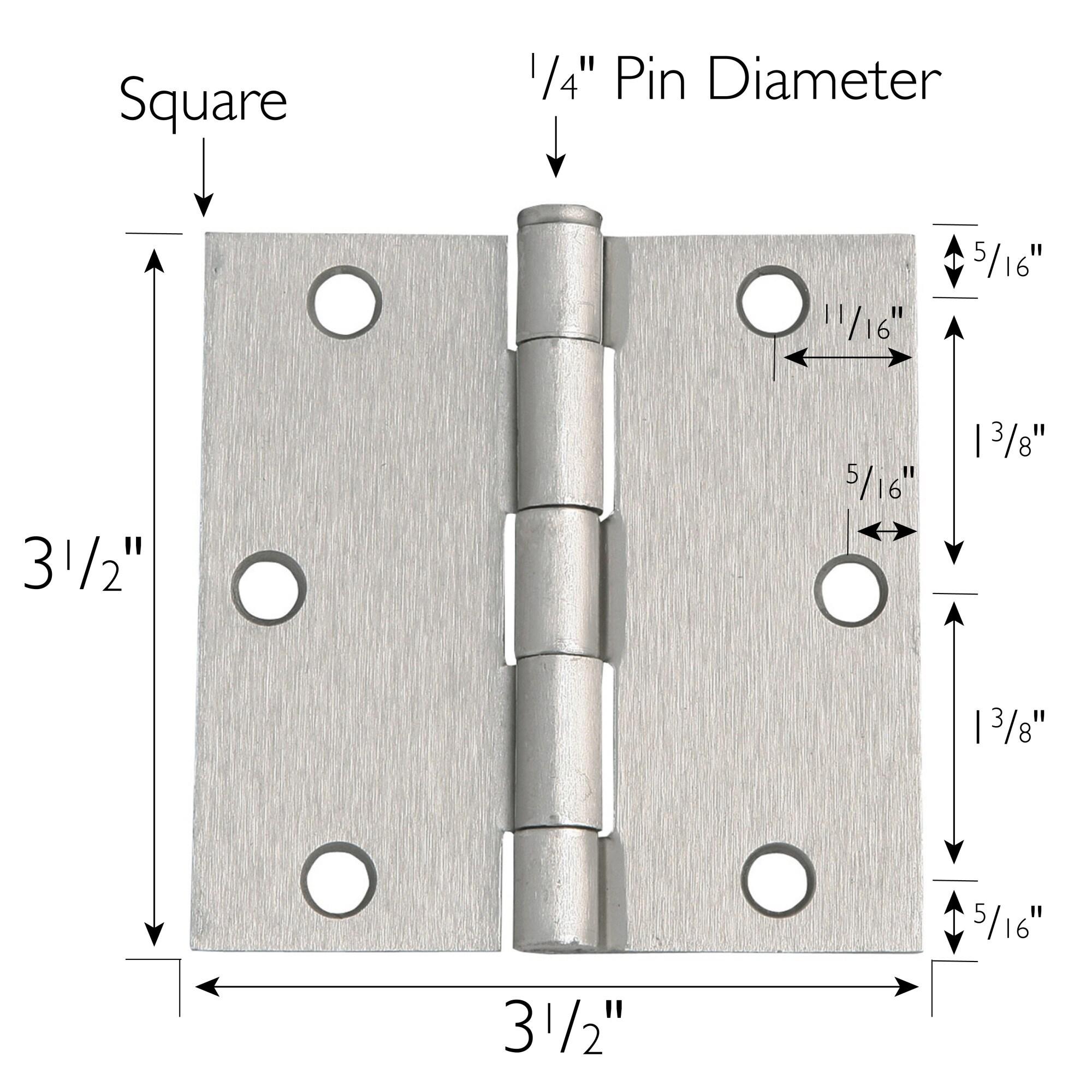 Brushed Nickel 3.5 Inch Square Corner Door Hinges - 3 Pack