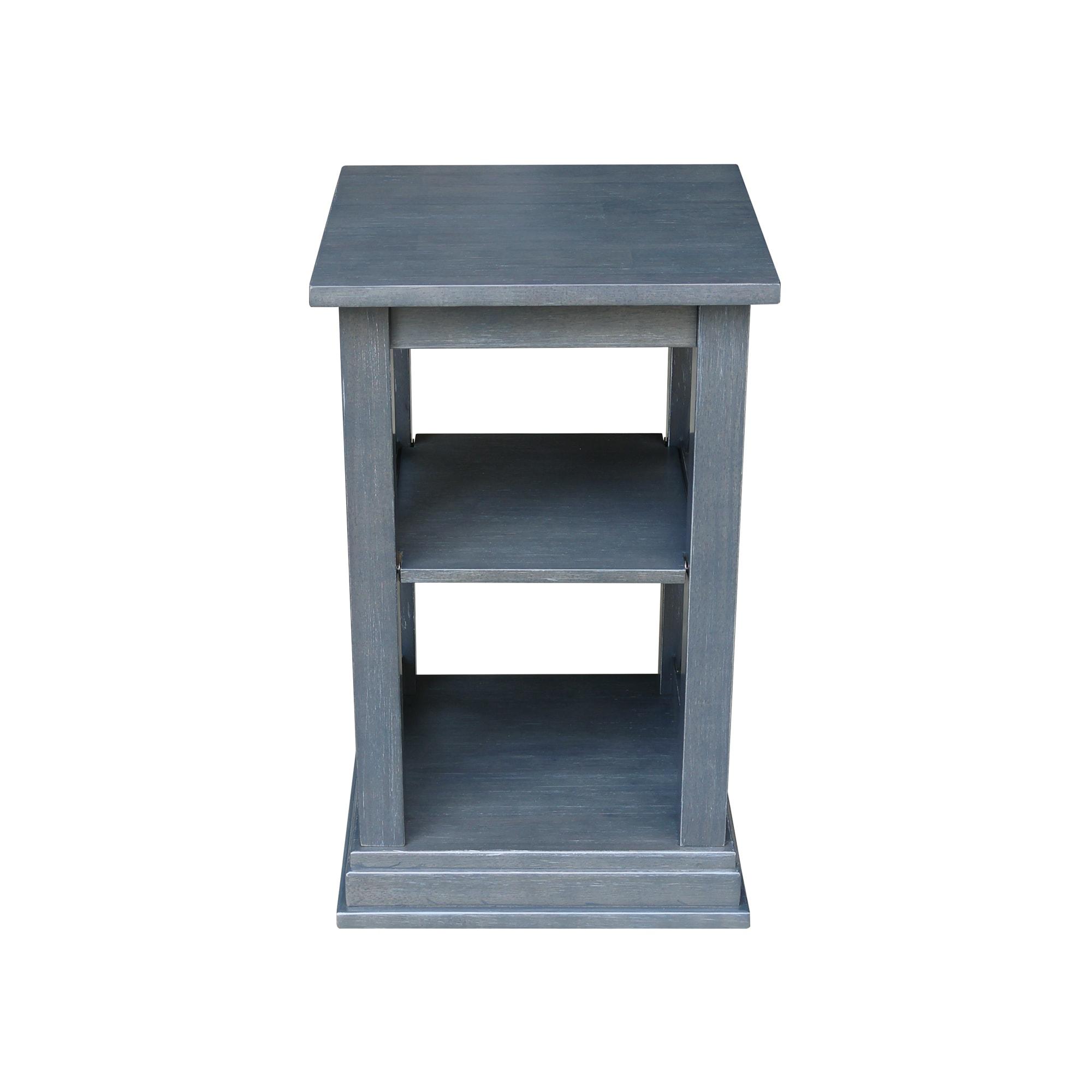 Hampton Accent Table with Shelves Heather Gray/Antique Washed - International Concepts: Solid Wood, Fixed Shelf Storage