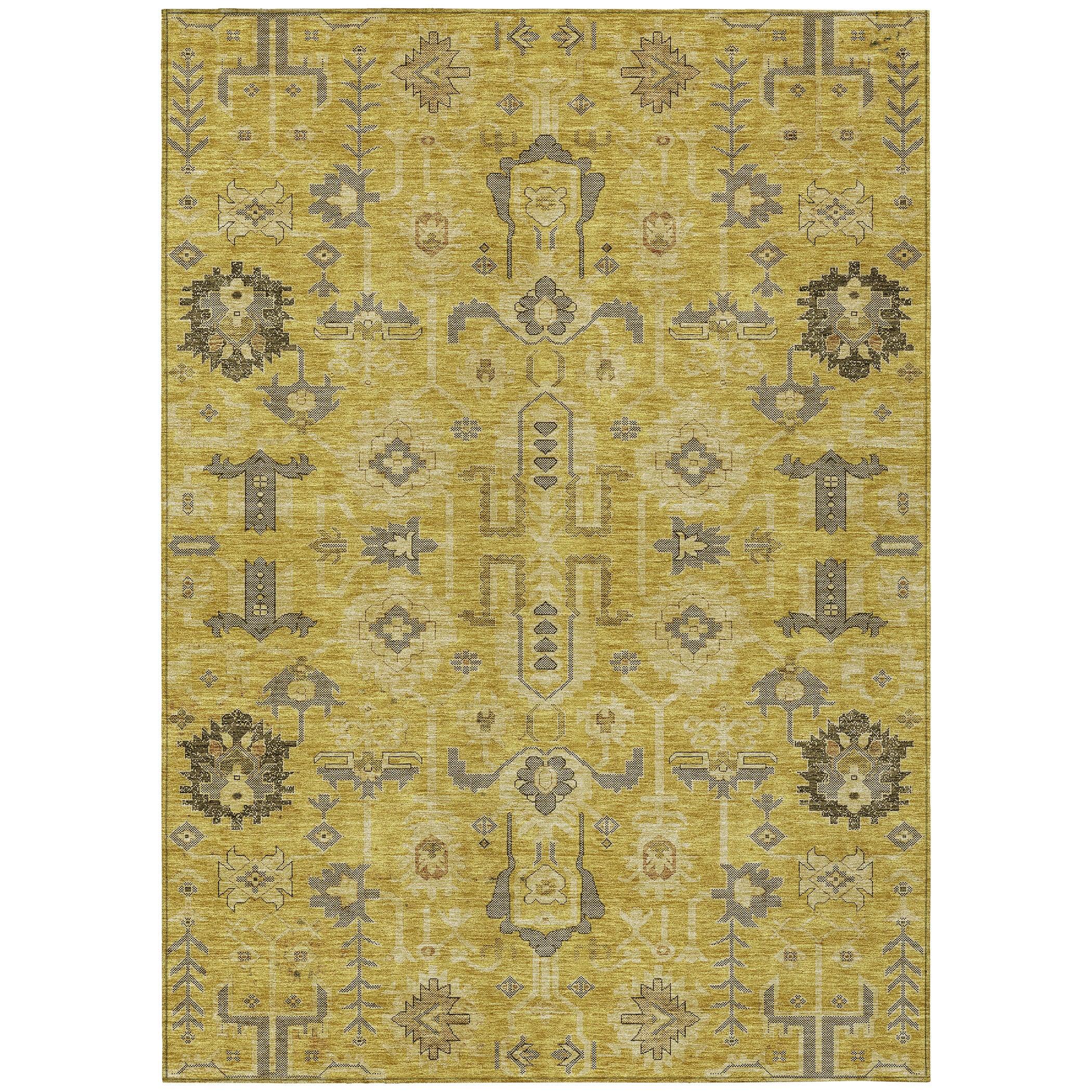 Addison Rugs Chantille ACN697GO 2 x 3 (ft) Polyester Gold Rectangular Indoor/Outdoor Geometric Machine washable Area rug