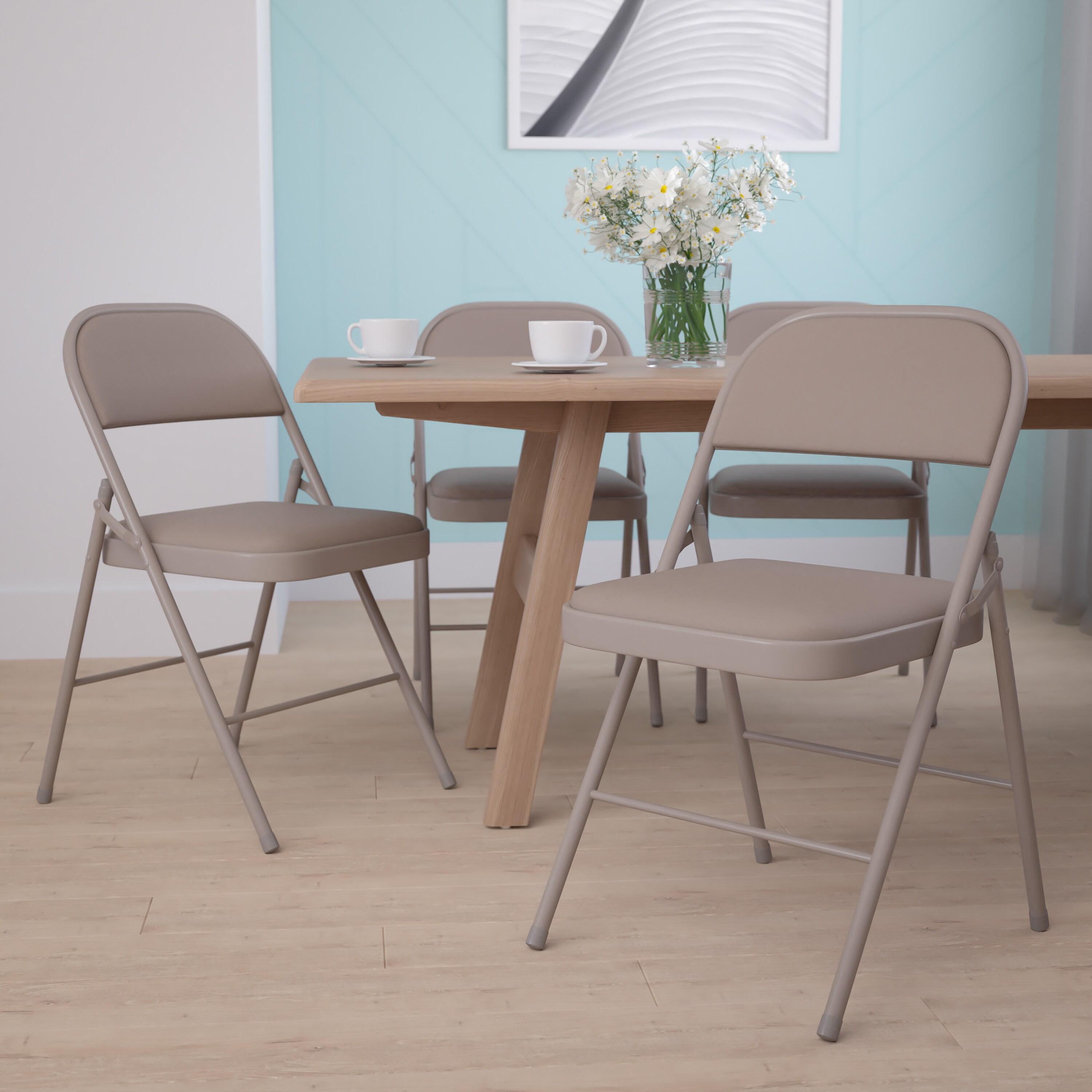 Flash Furniture 4 Pack HERCULES Series Double Braced Gray Vinyl Folding Chair