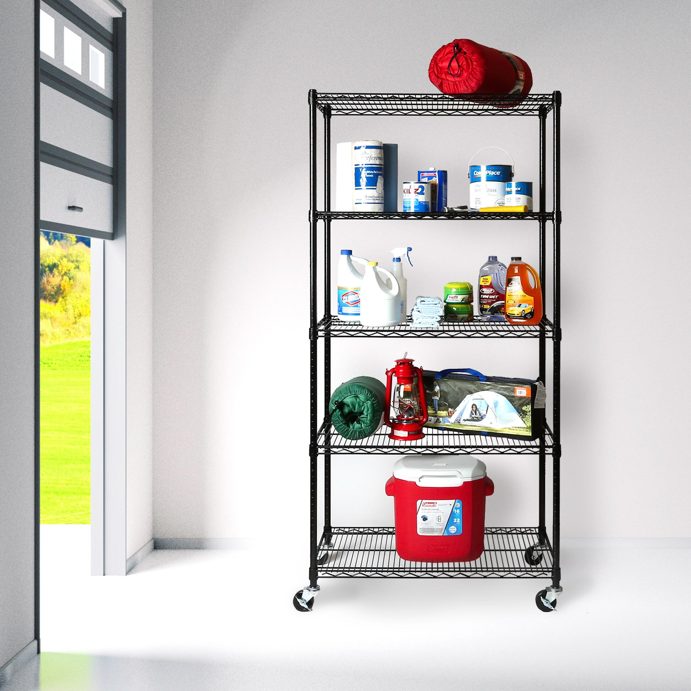 UltraDurable 36'' W x 18" D 5-Tier NSF-Certified Steel Shelving with Wheels