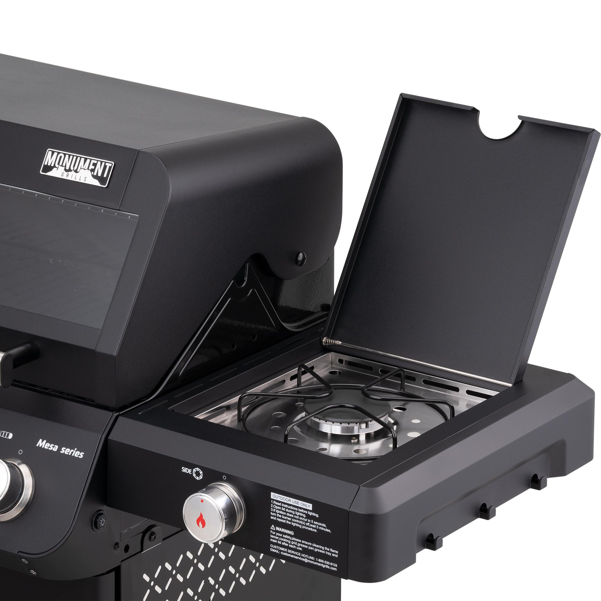 Monument Grills Mesa 425 4-Burner Liquid Propane 52000 BTU Gas Grill with side burner, Black