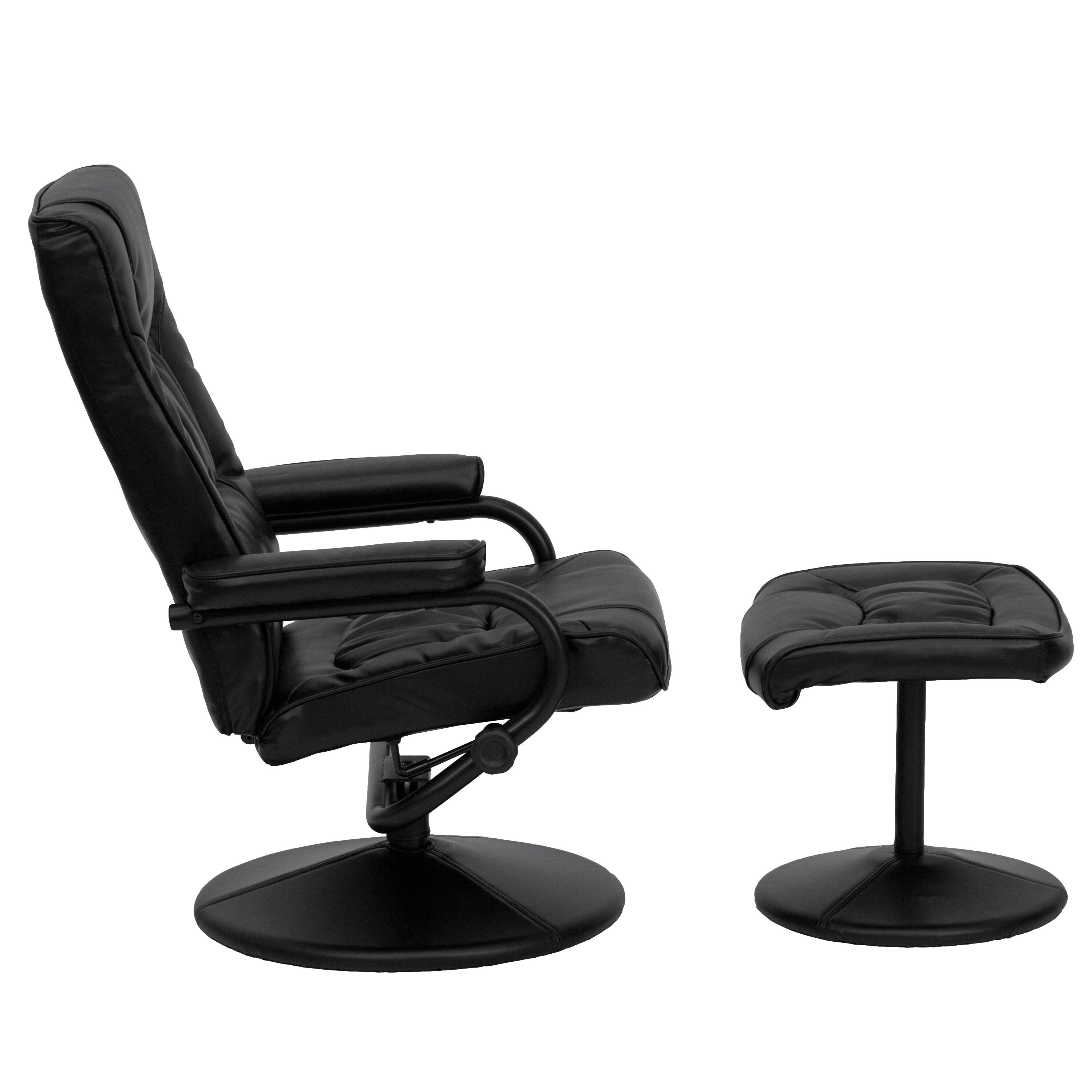Flash Furniture Rachel Contemporary Multi-Position LeatherSoft Recliner Chair with Ottoman, Black