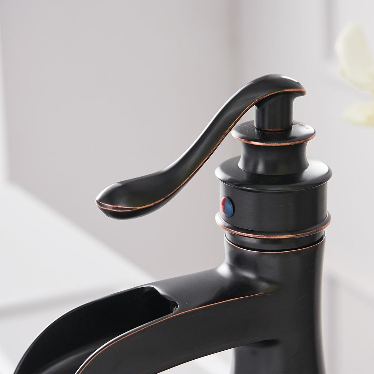 BWE Waterfall Single Hole Single-Handle Low-Arc Bathroom Faucet With Pop-up Drain Assembly