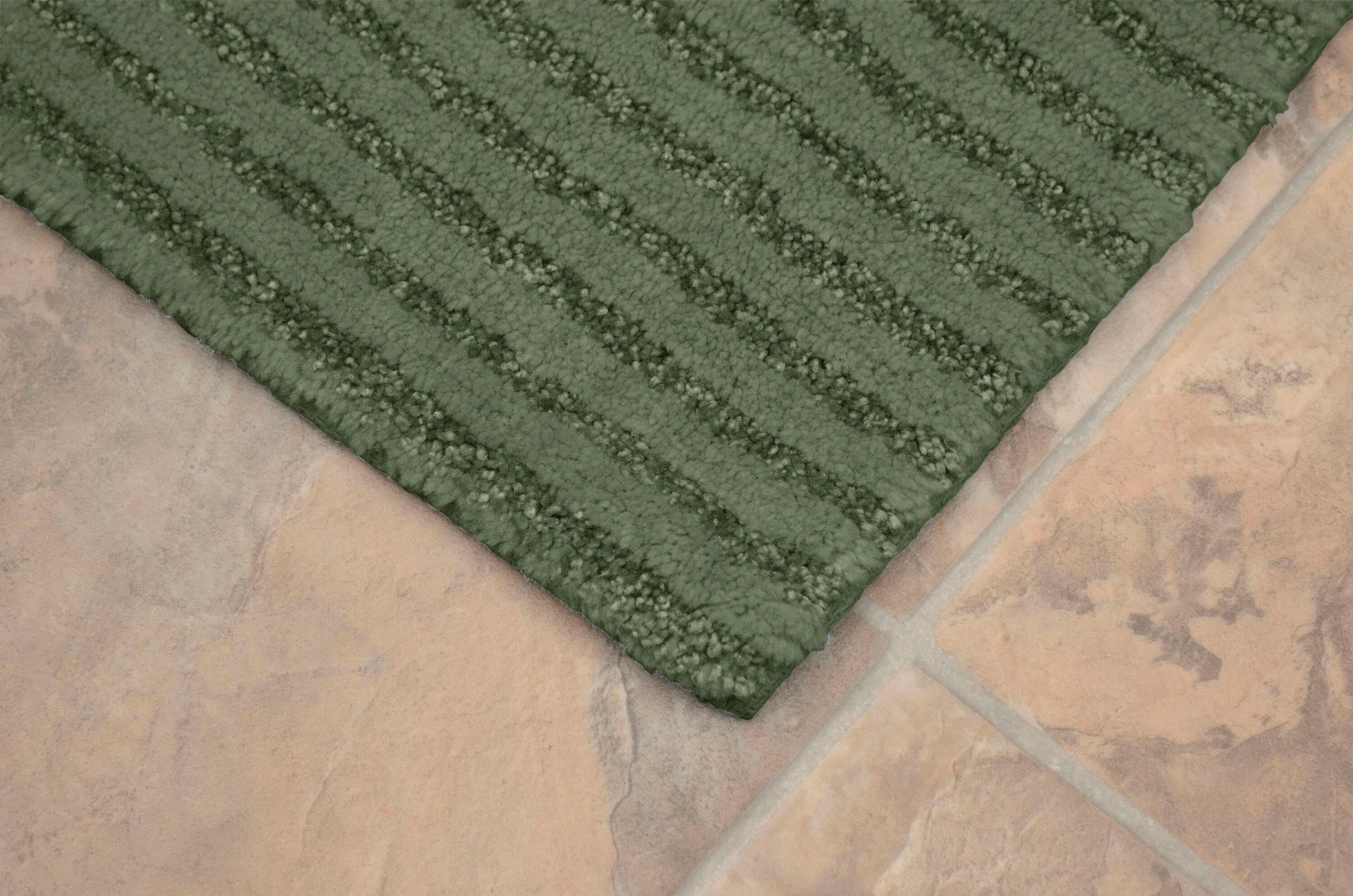 Garland Rug Sheridan Washable Nylon Bath Rug Set, 2 Piece Set (17"x24" Bath Rug, & 21"x34" Bath Rug) Deep Fern