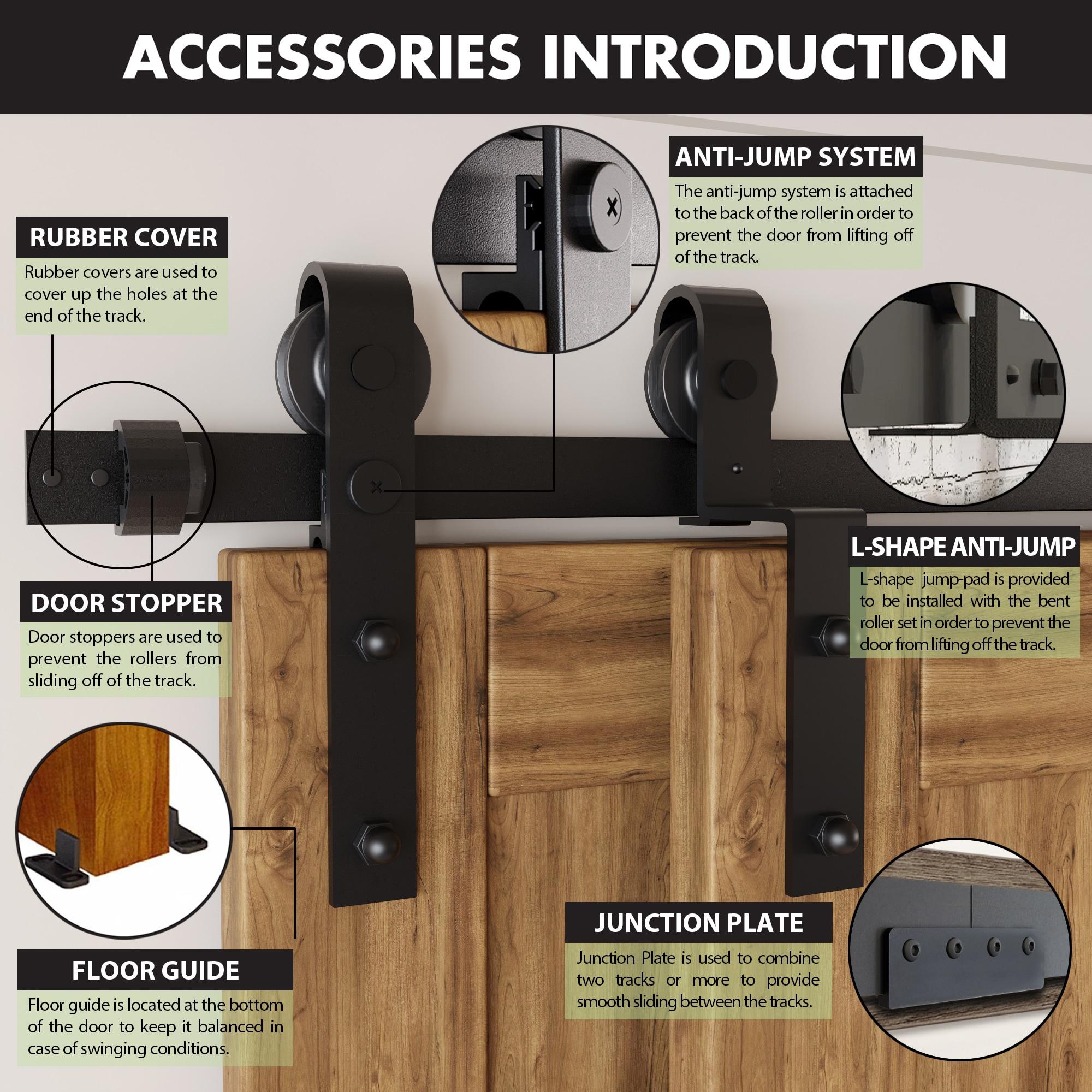 Homacer Black Rustic Single Track Bypass Sliding Barn Door Hardware Kit 6.6ft Black Rustic Carbon Steel Powder Coated Barn Door Hardware Kit