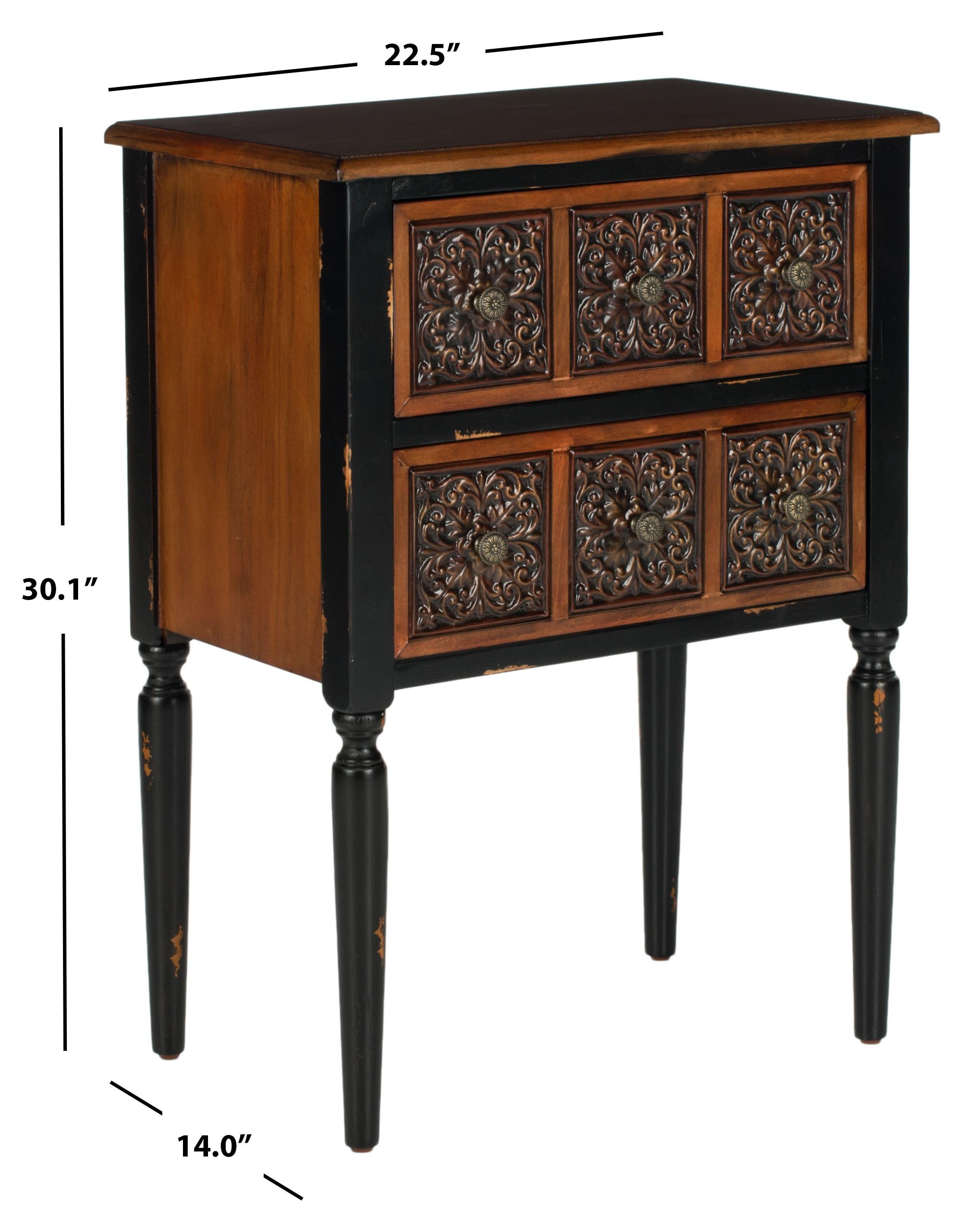 Kenneth 2 Drawer Side Table - Dark Brown - Safavieh.