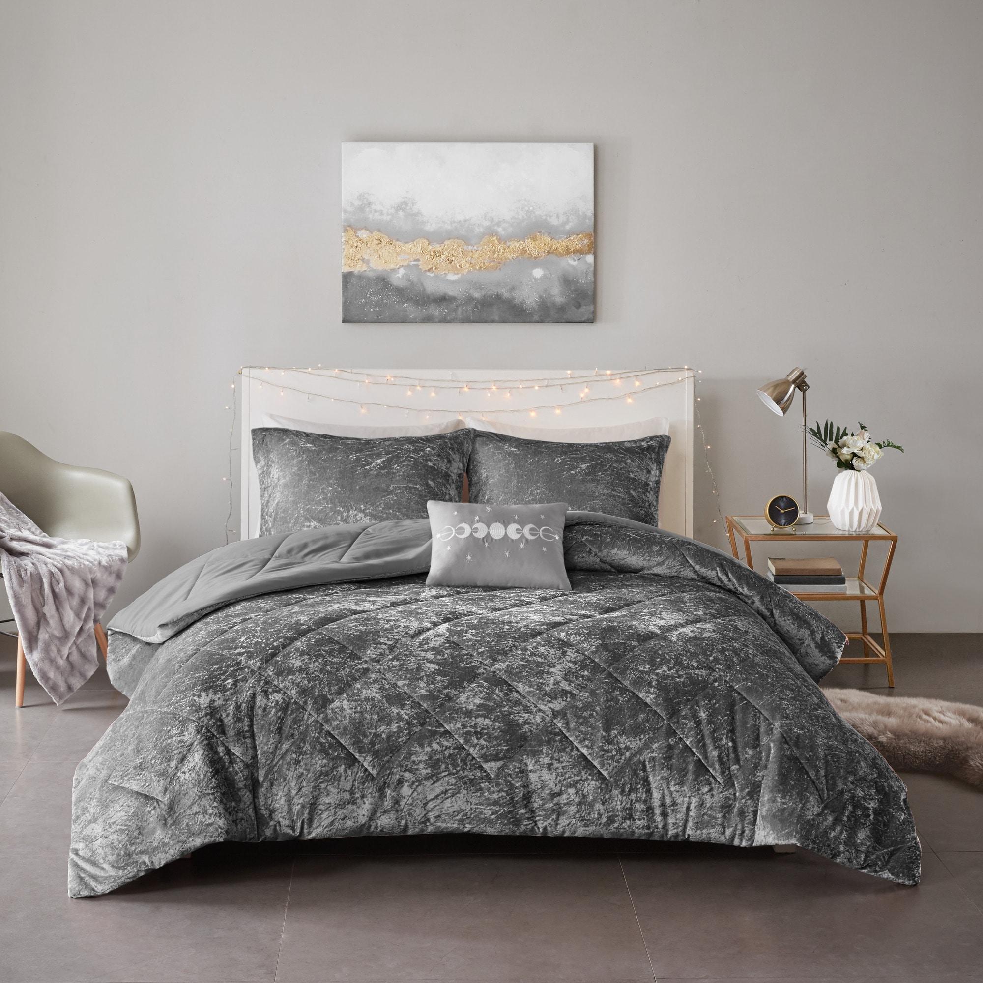 Felicia Crushed Velvet Comforter Set with Throw Pillow