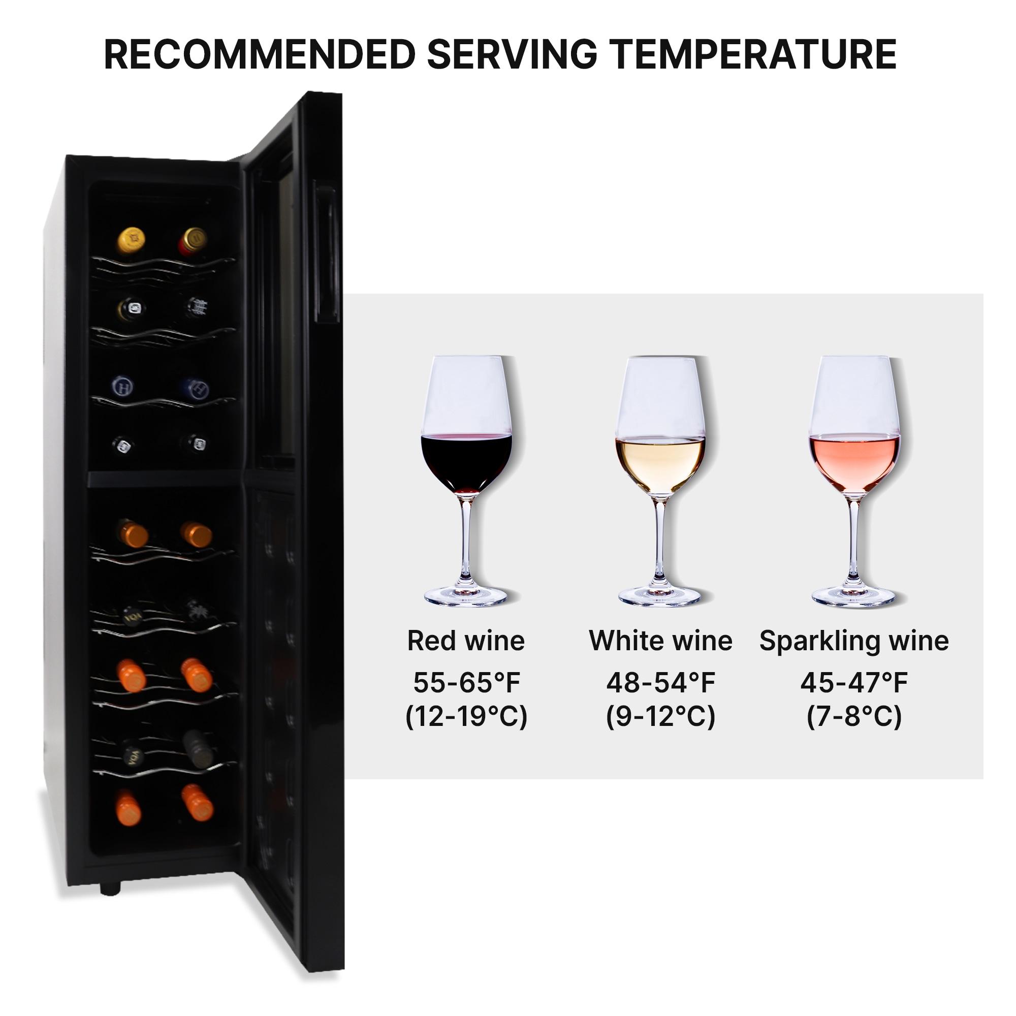 Koolatron Wine Cooler Refrigerator 12 Bottle Deluxe Countertop Compact Wine Cellar, Small Freestanding: Black Glass Door, Thermoelectric, 6 Shelves