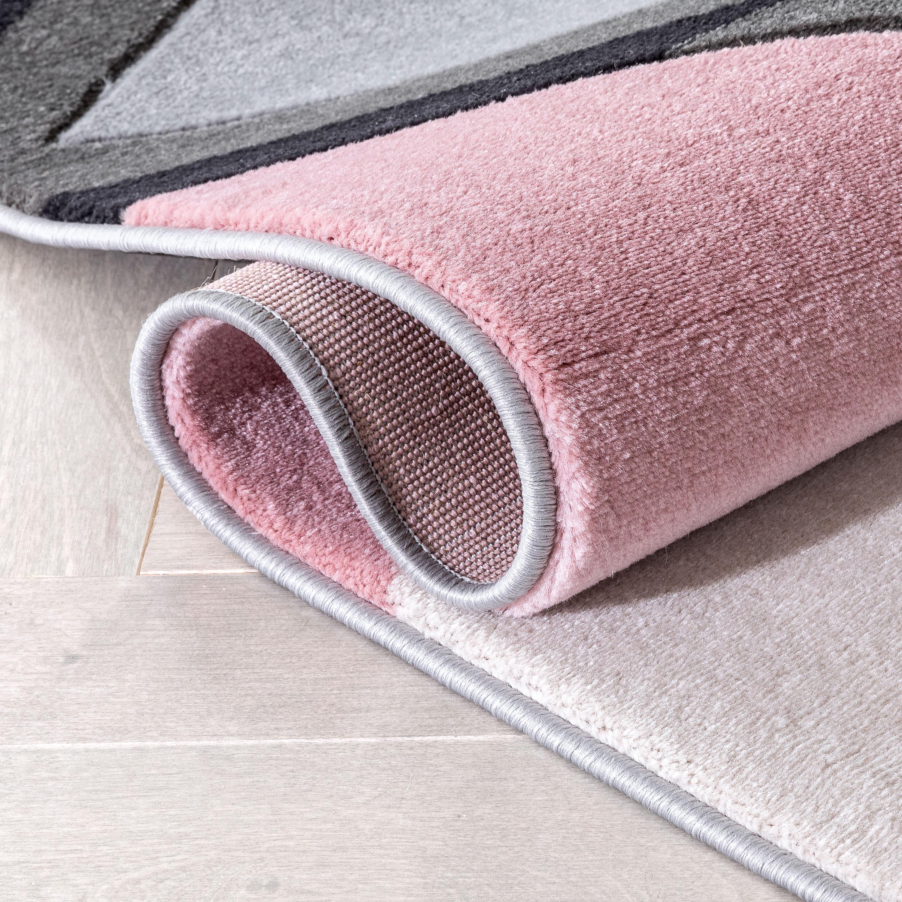 Well Woven Naya Blush Pink Modern Geometric Diamond Boxes Pattern Area Rug 5x7 (5'3" x 7'3")