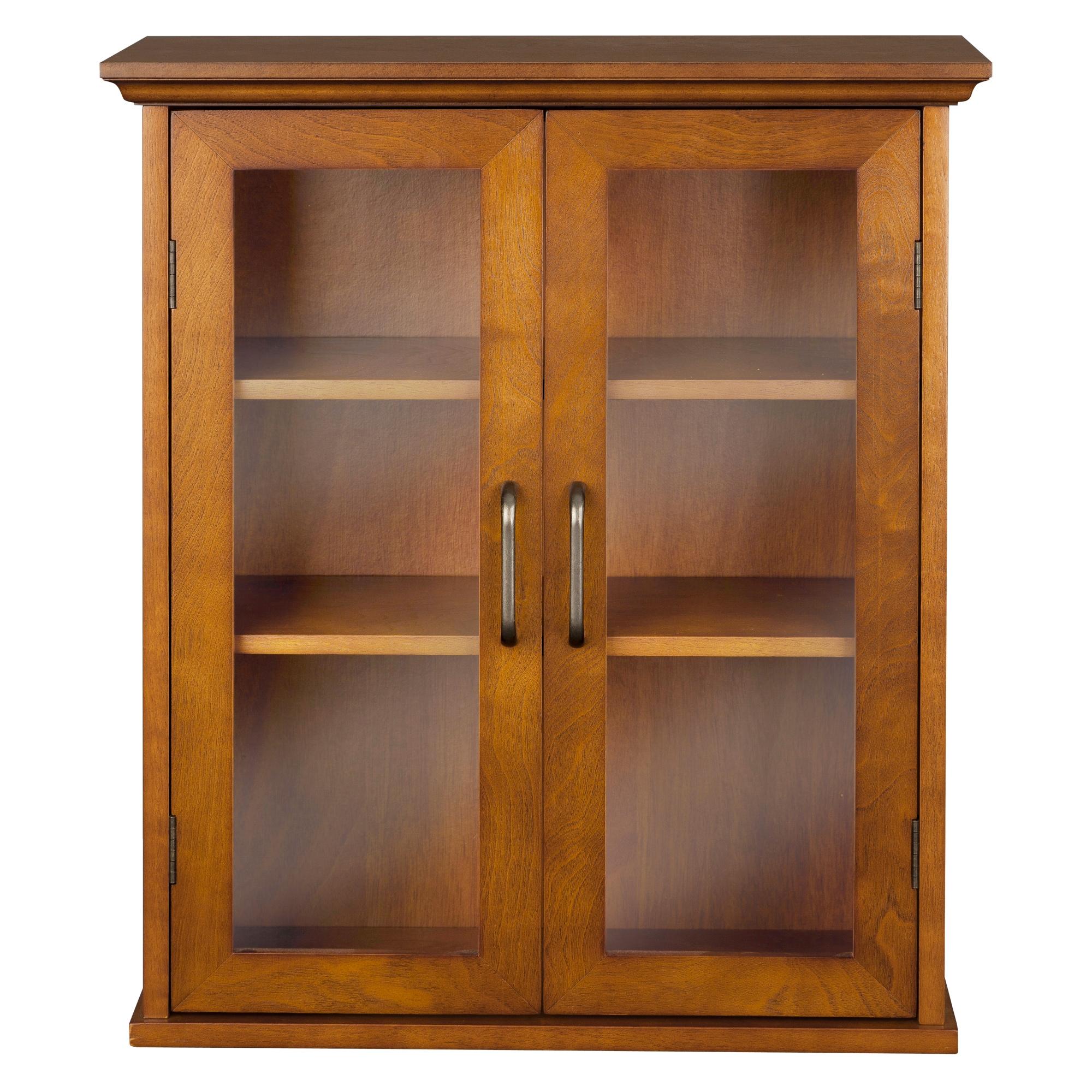 Oil Oak Two-Door Wall Cabinet with Adjustable Shelves