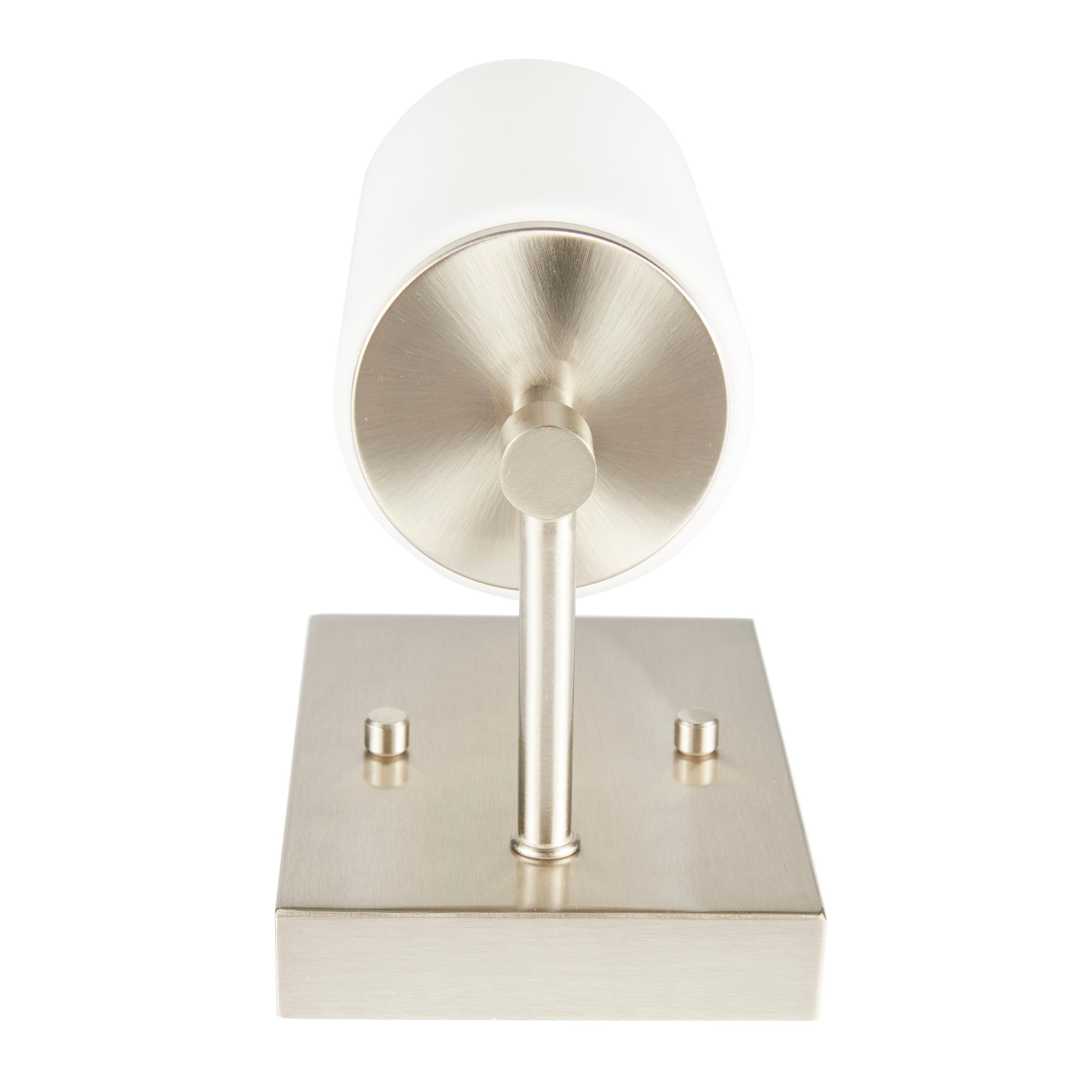 Alturas 4.375 in. Brushed Nickel Modern Contemporary Wall Sconce Vanity Light with Satin Etched Glass Shade