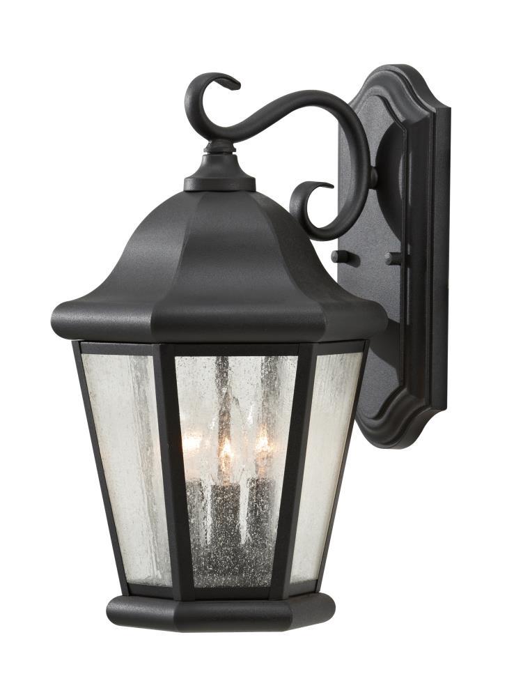 Feiss Sea Gull Lighting OL5902BK Martinsville Large Three Light Outdoor Wall Lantern, Black, 10"W x 17"H
