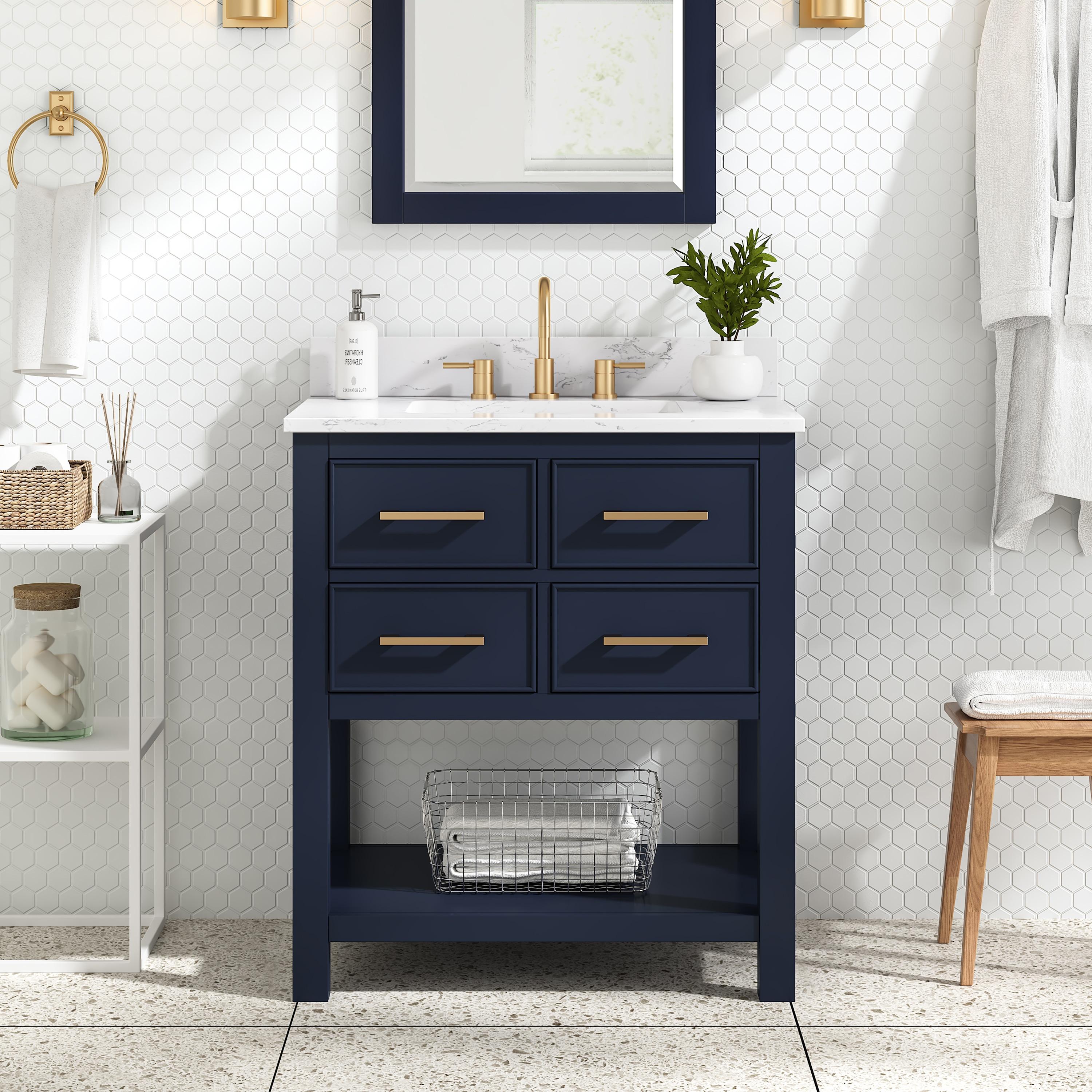 Brooks 31'' Single Bathroom Vanity with Engineered Marble Top