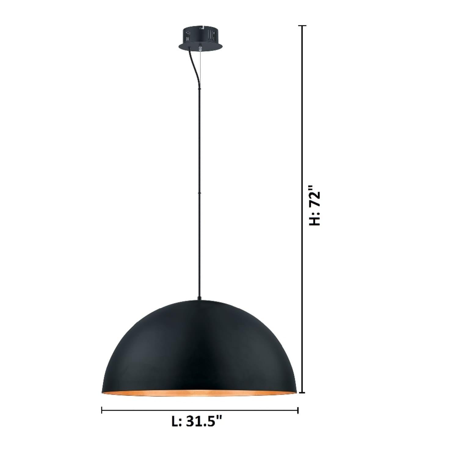32" 1-Light Gaetano LED Pendant Black and Gold - EGLO: Contemporary Iron Bowl Shade, ETL Listed, Adjustable