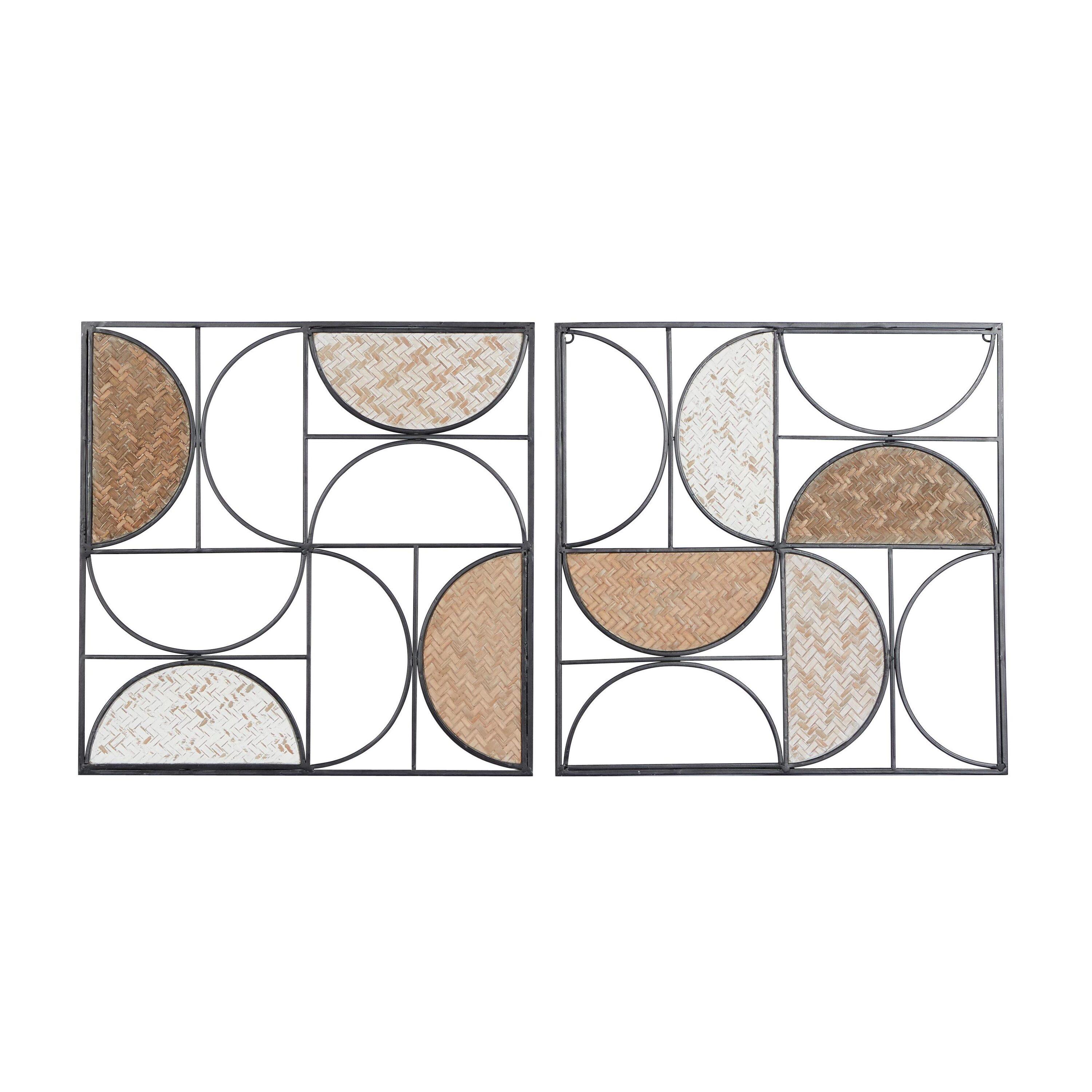 DecMode Brown Metal Contemporary Wall Decor, Set of 2