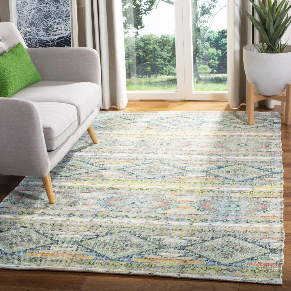 Saffron SFN567 Hand Loomed Indoor Area Rug - Cream/Blue - 5'x8' - Safavieh