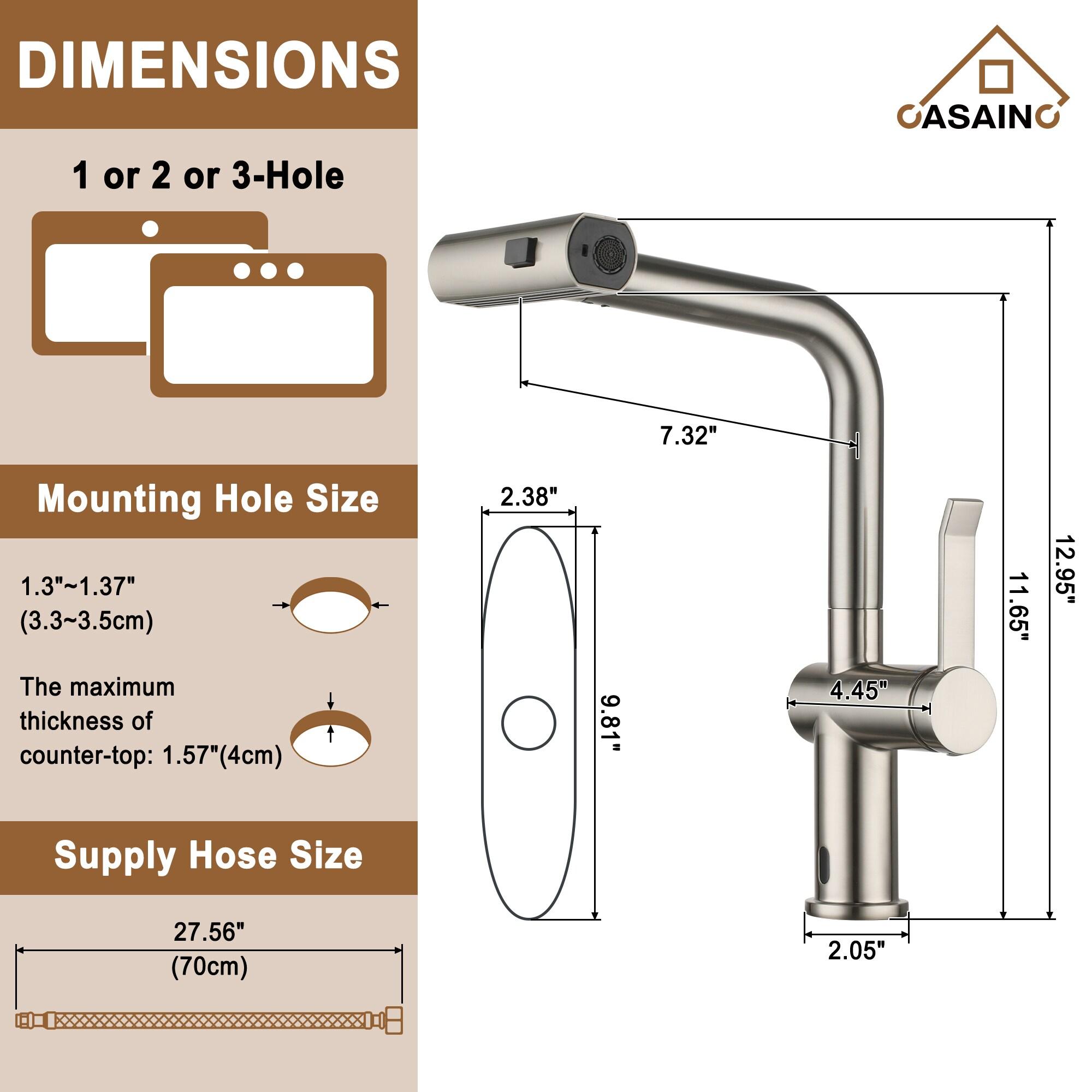 Willow Single Handle Pull Out Kitchen Faucet with Touchless Sensor, Three-function Mode Sprayer