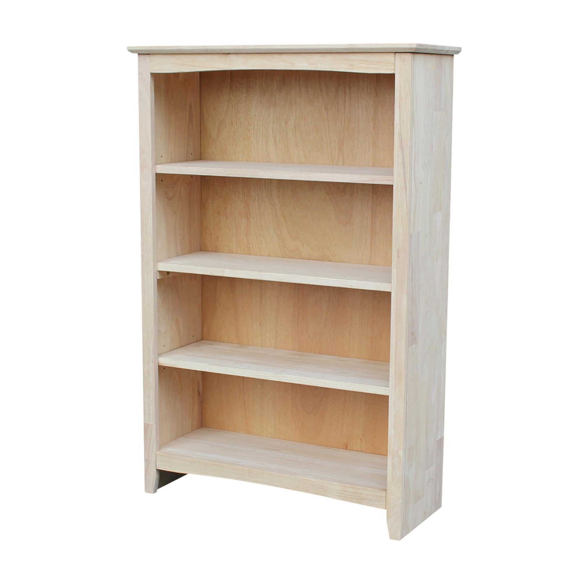 48" Shaker Bookshelf Unfinished - International Concepts: Solid Parawood, 4-Shelf Storage