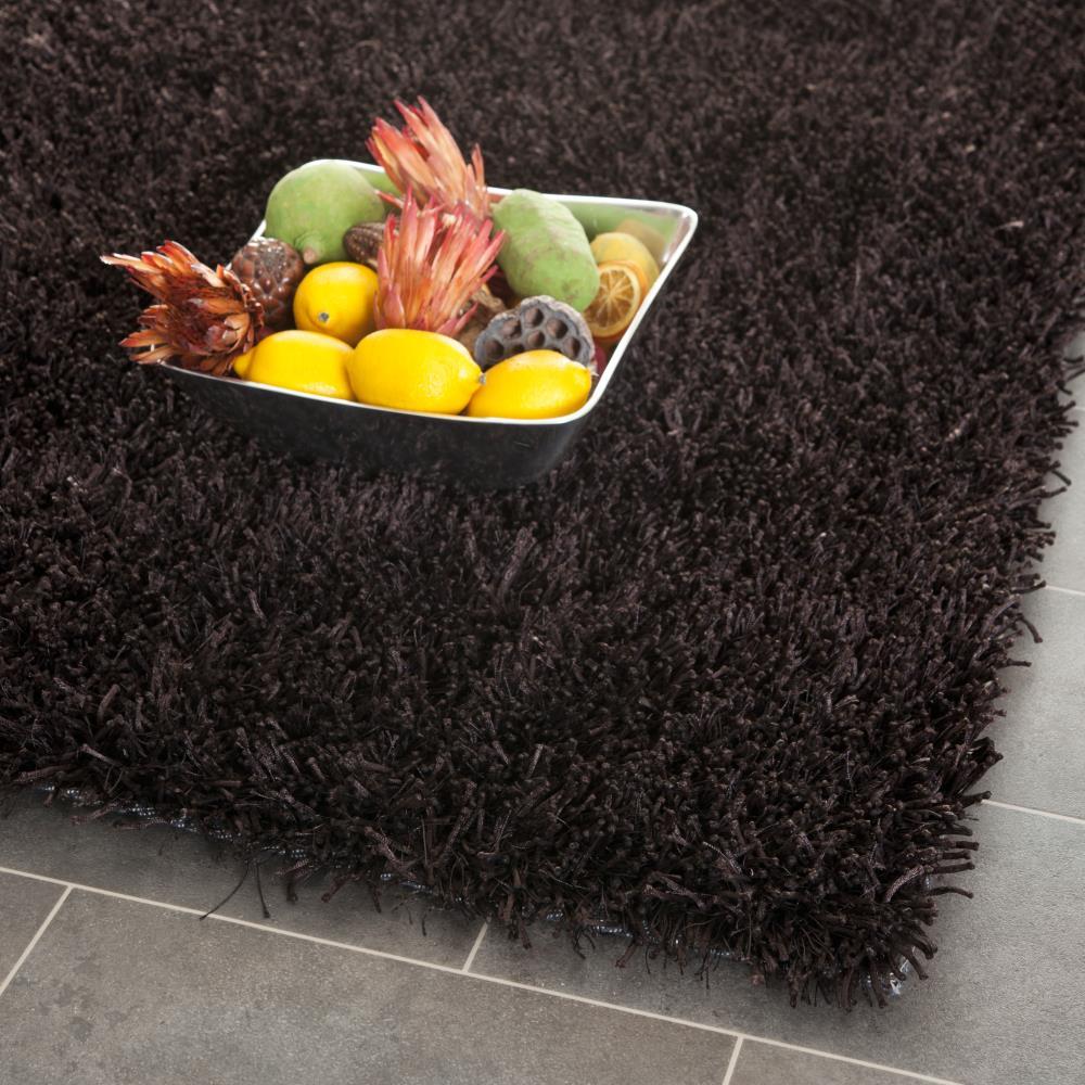 SAFAVIEH New Orleans Darius Solid Polyester Shag Area Rug, Chocolate, 5' x 8'