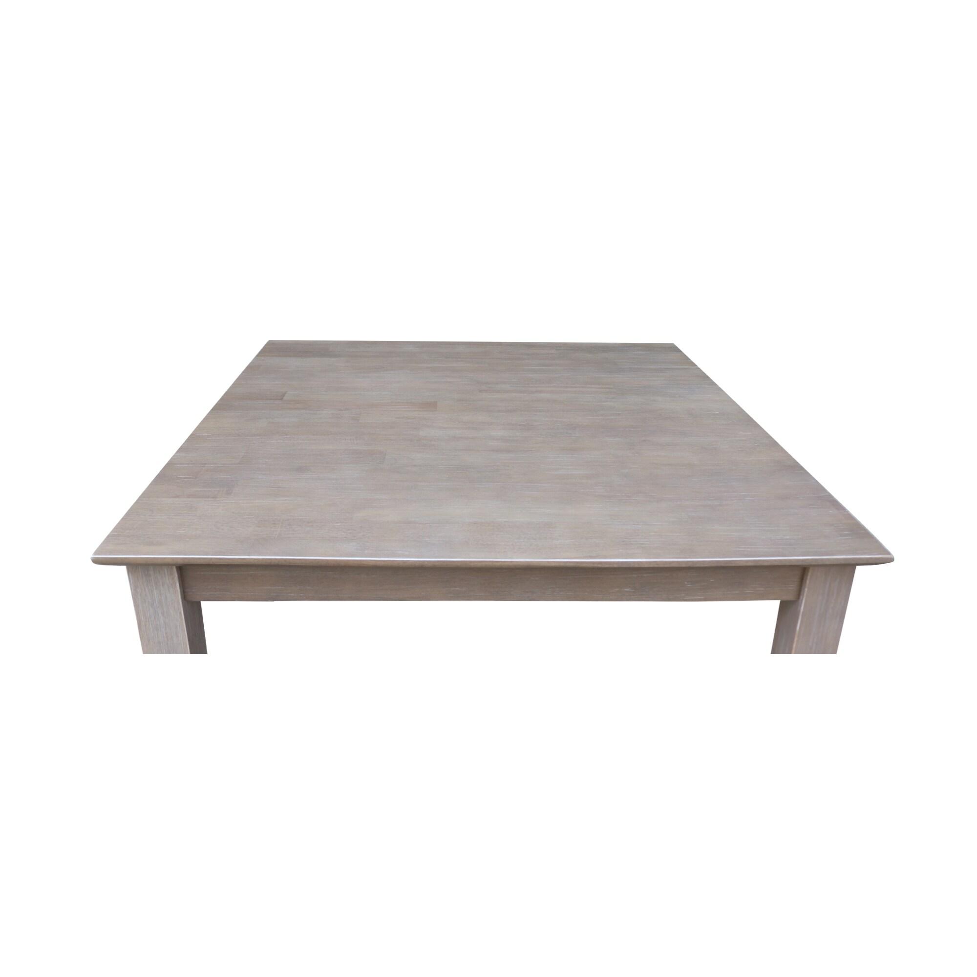 Solid Wood 30" X 30" Counter Height Table Washed Gray Taupe - International Concepts: Parawood, Square, Pedestal Base