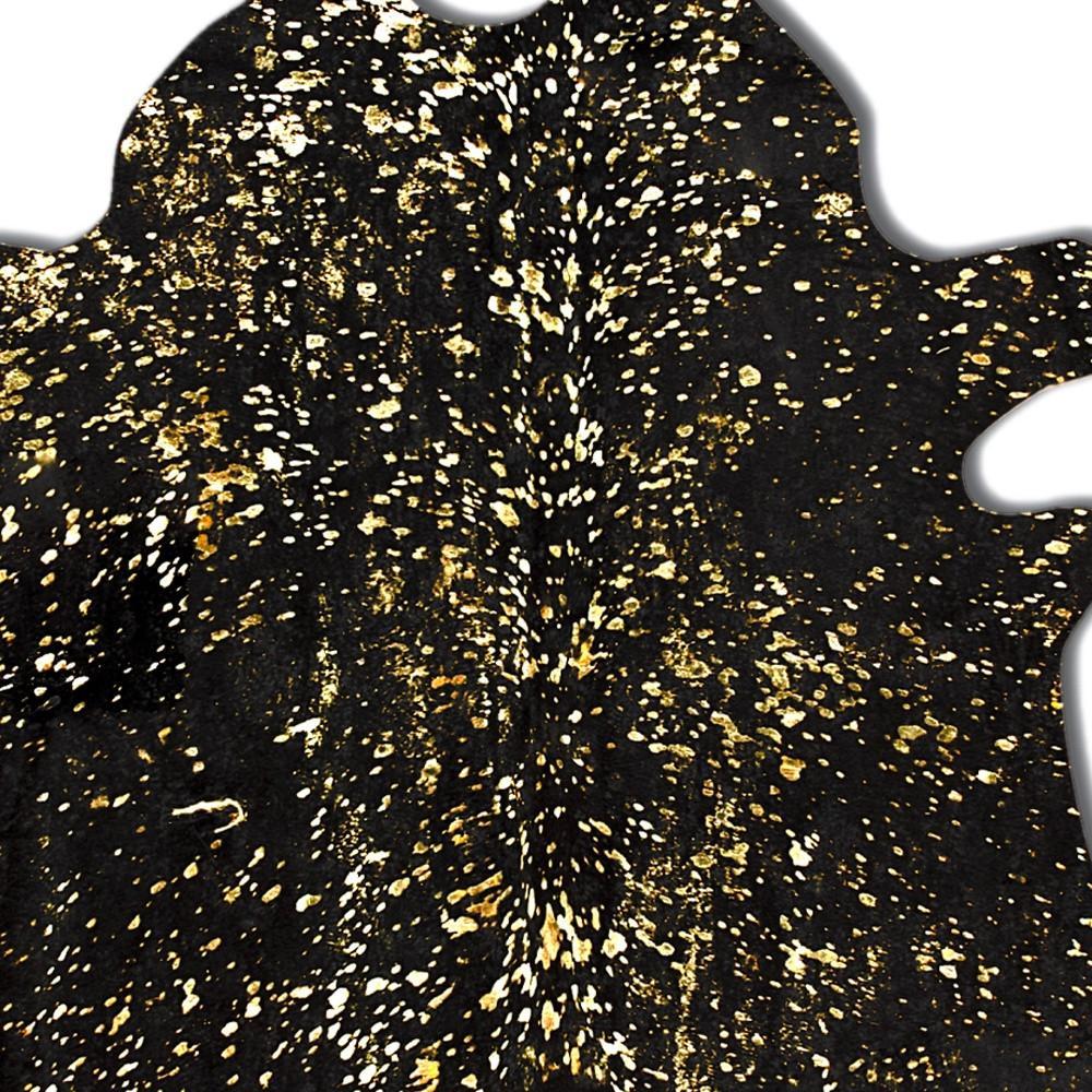 60" x 84" Black And Gold Cowhide - Area Rug