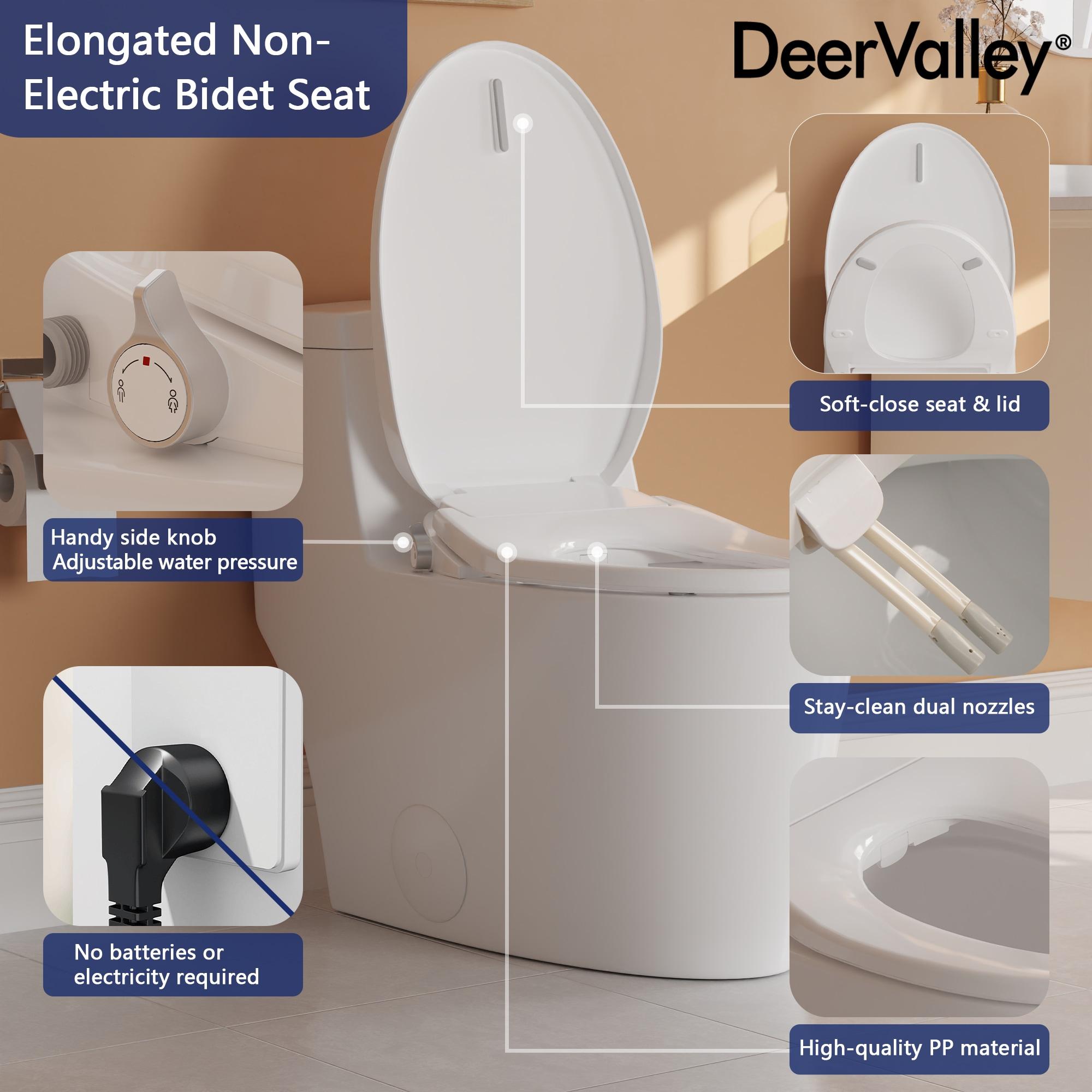 Electric Quiet Close Bidet Seat for Elongated Toilets in White