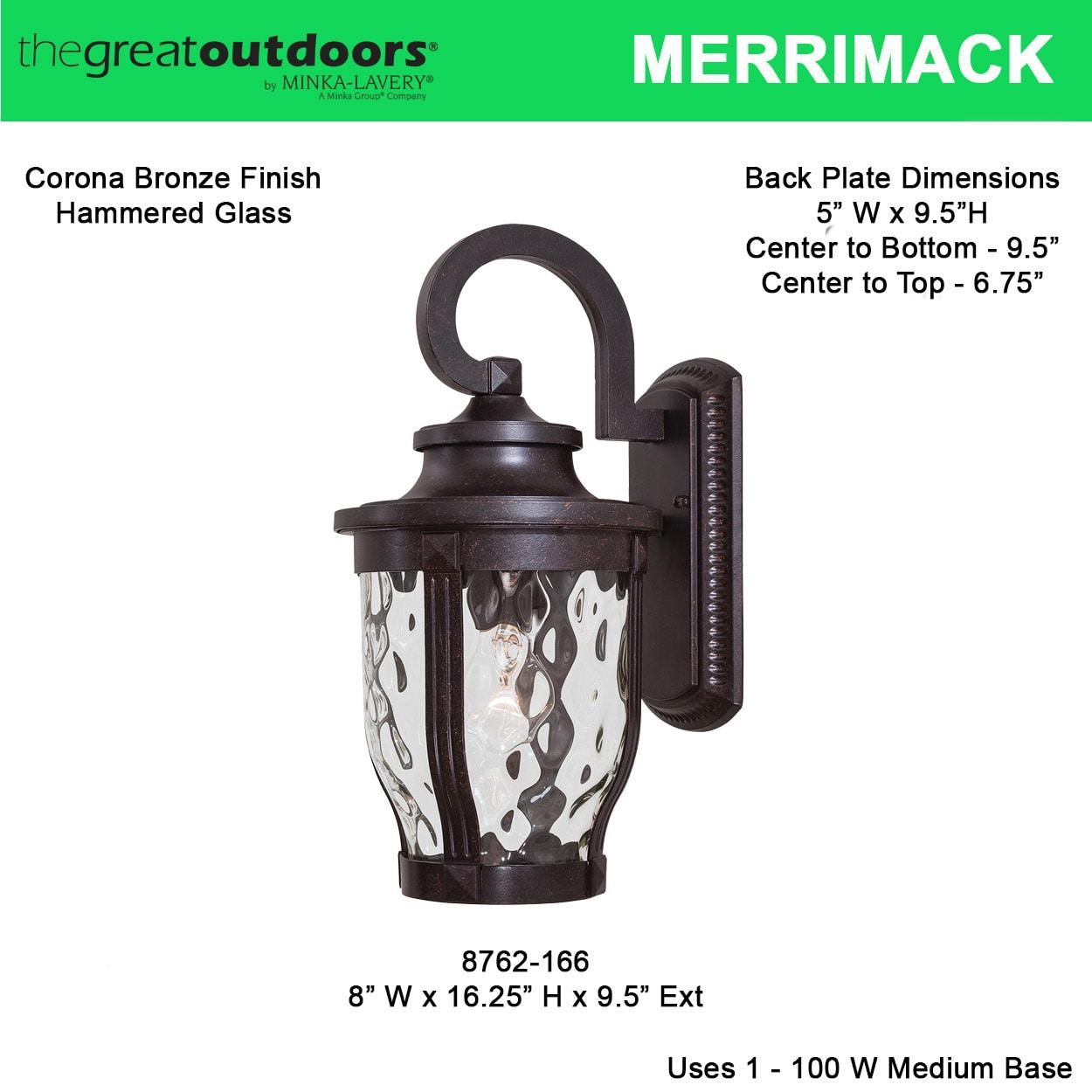 Minka Lavery Rustic Outdoor Wall Light Fixture Corona Bronze 16 1/4" Clear Hammered Glass for Post Exterior Deck Porch Yard Patio