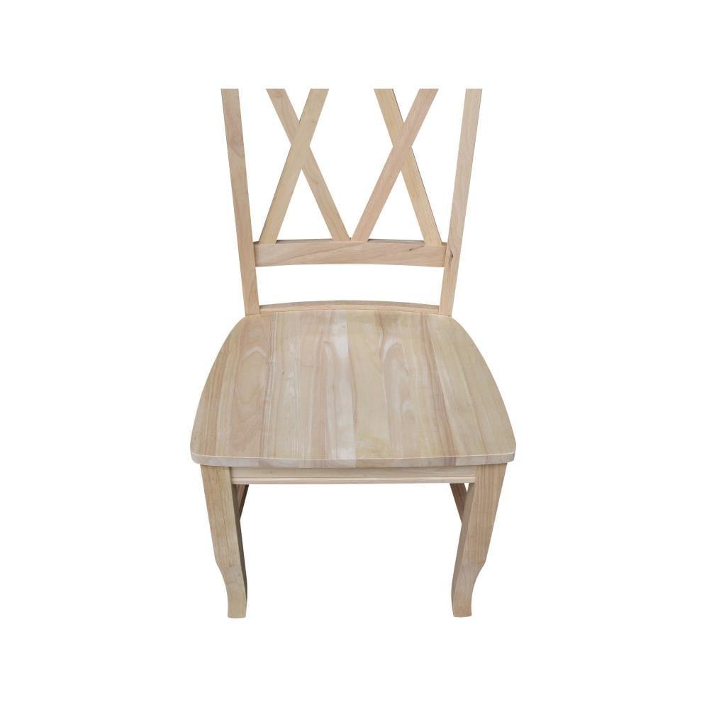 Set Of 2 Double X Back Chair Unfinished - International Concepts: Solid Wood, Armless, Unupholstered