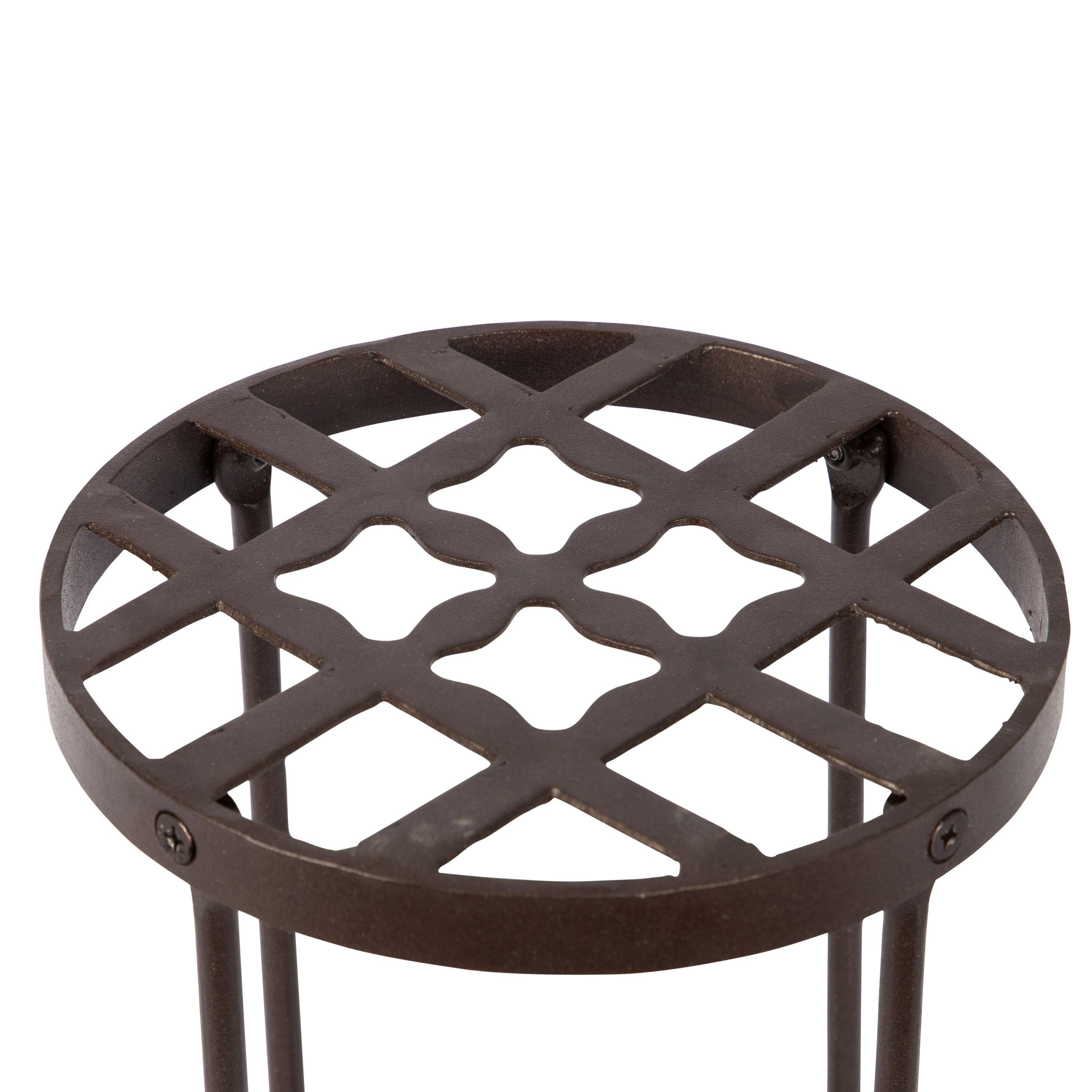 Small Round Iron Table Flowers Plant Stand - ACHLA Designs: Contemporary Freestanding Outdoor Holder, No Assembly Required