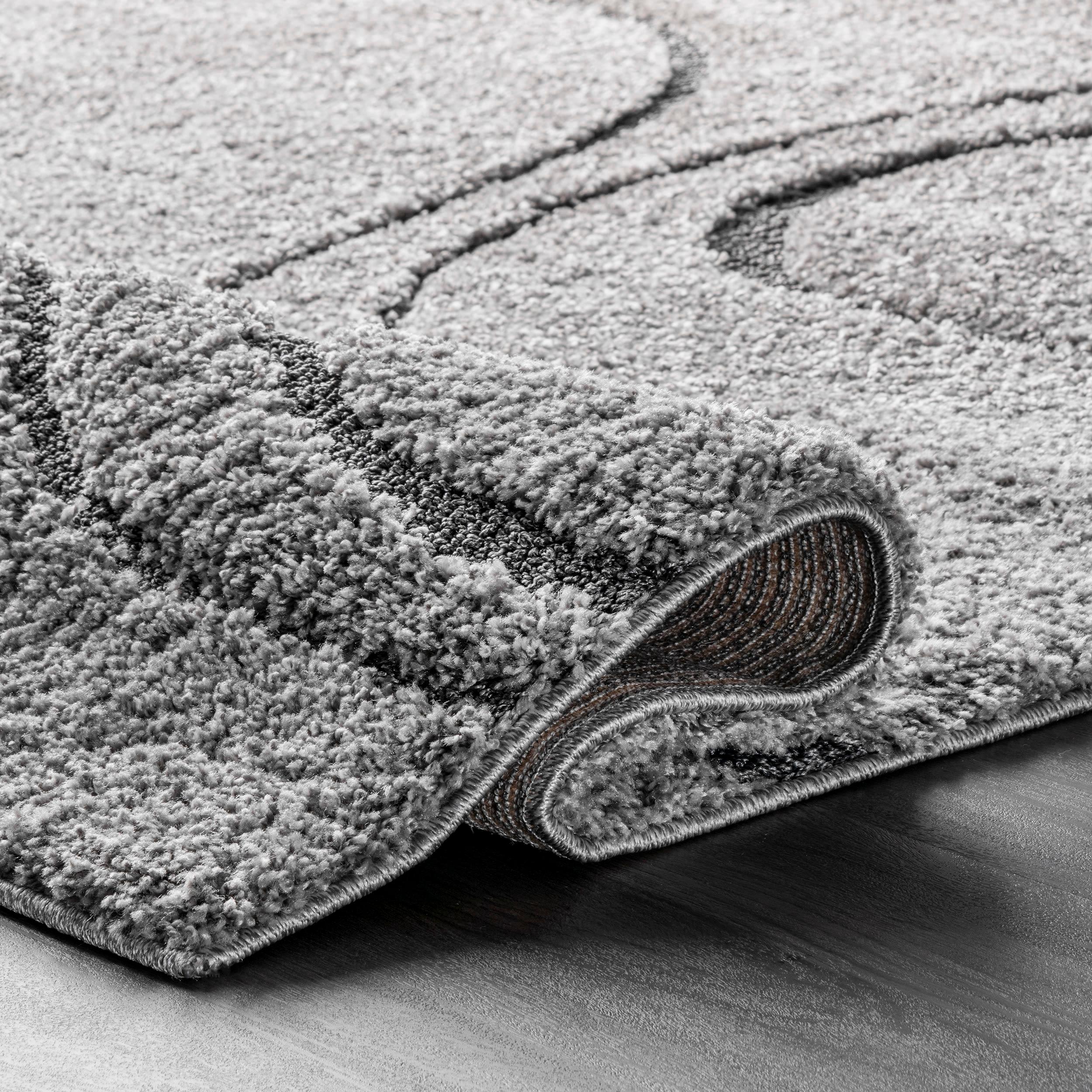 Nuloom Carolyn Abstract 4x6 Shag Indoor Area Rug for Living Room Bedroom Dining Room Nursery, Dark Grey