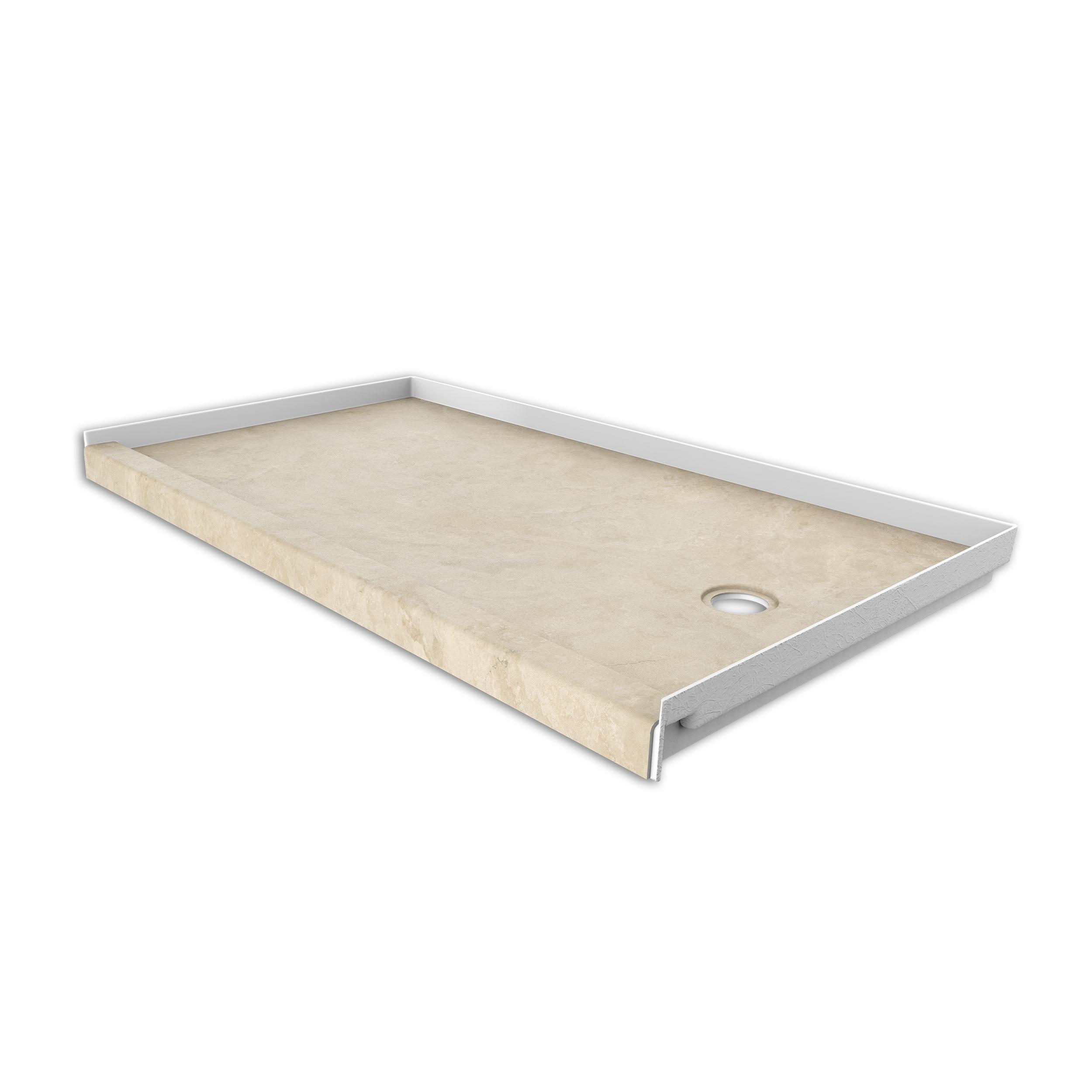 FlexStone 60"L x 32"W Single Threshold Alcove Shower Base with Right-Hand Drain