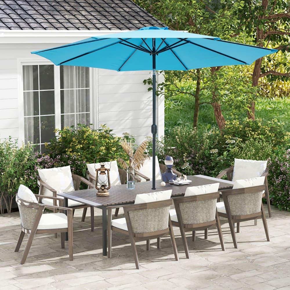 Pure Garden 9FT Outdoor Vented Patio Umbrella with Easy Crank (Blue)