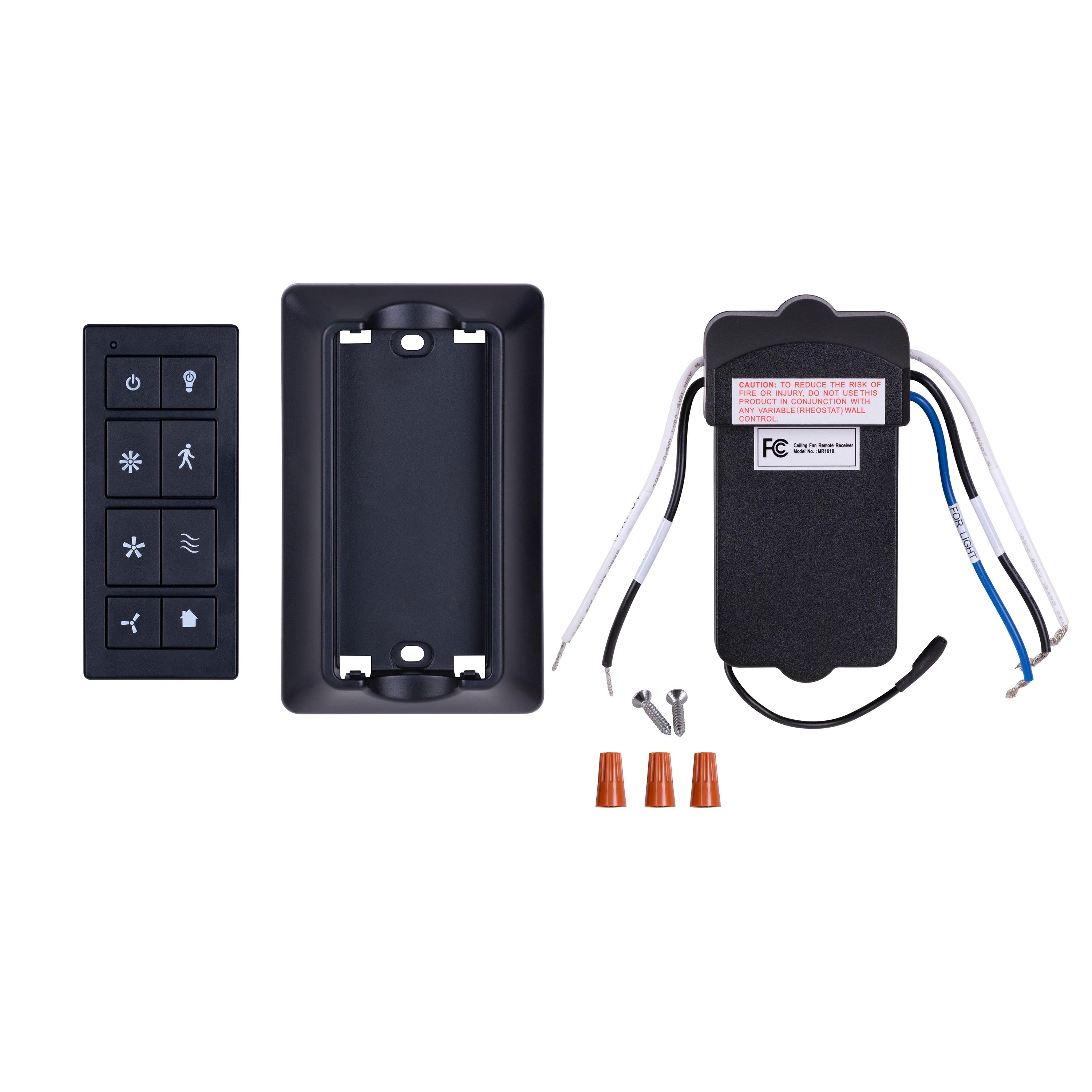 Prominence Home Universal Ceiling Fan Remote Control Kit with Receiver, Wall Dock and Batteries, For Downrod Ceiling Fans ONLY - Model 51487-01 - Black