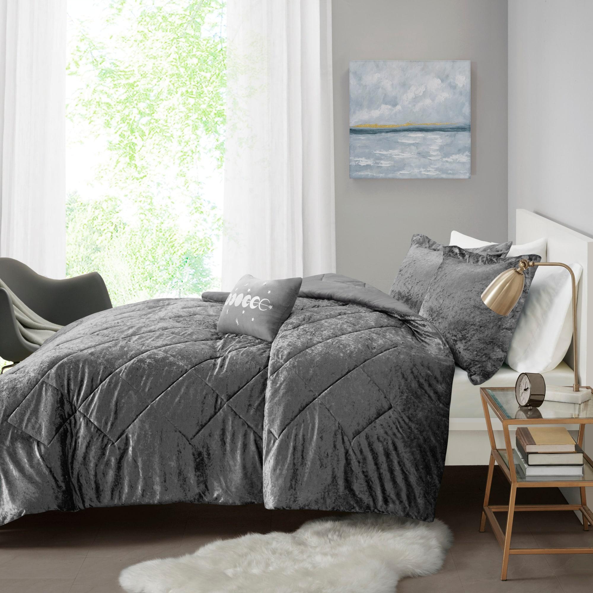Felicia Crushed Velvet Comforter Set with Throw Pillow