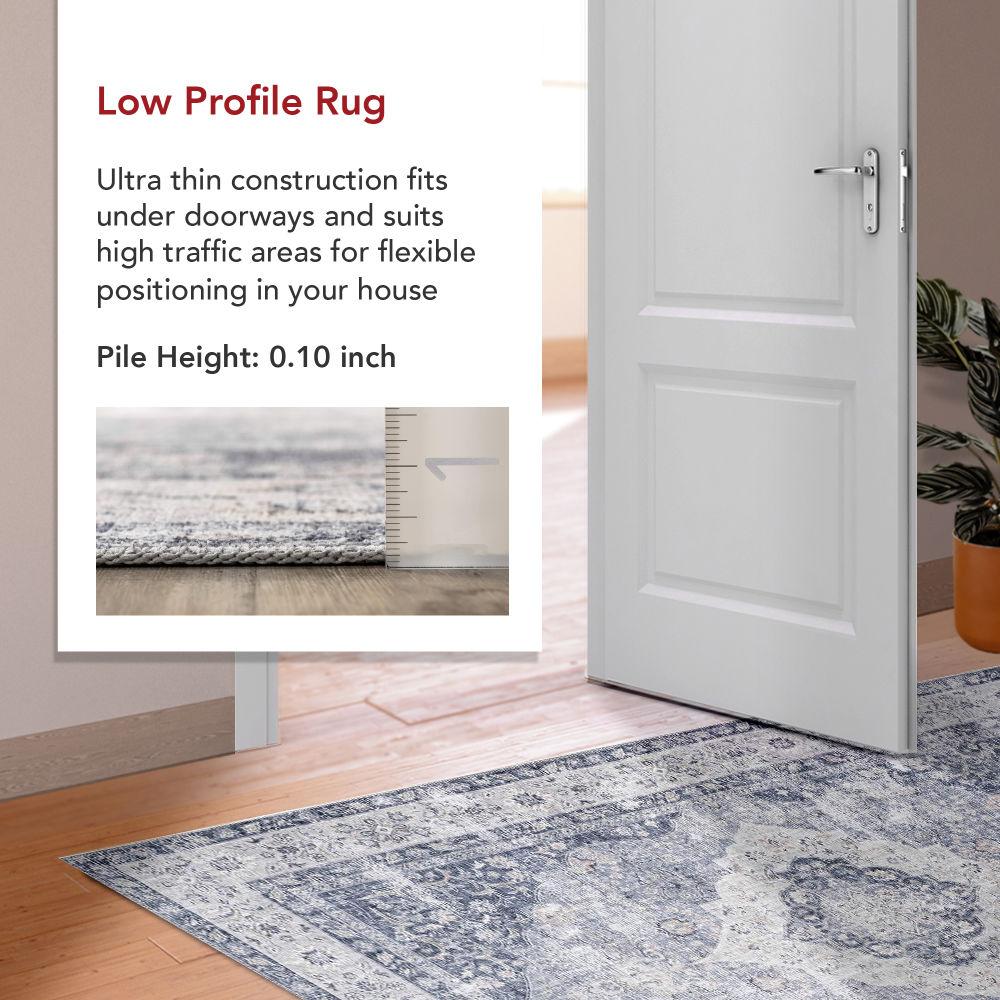 Nuloom Elsa Medallion 4x6 Machine Washable Indoor Area Rug for Living Room Bedroom Dining Room Kitchen, Blue/Ivory