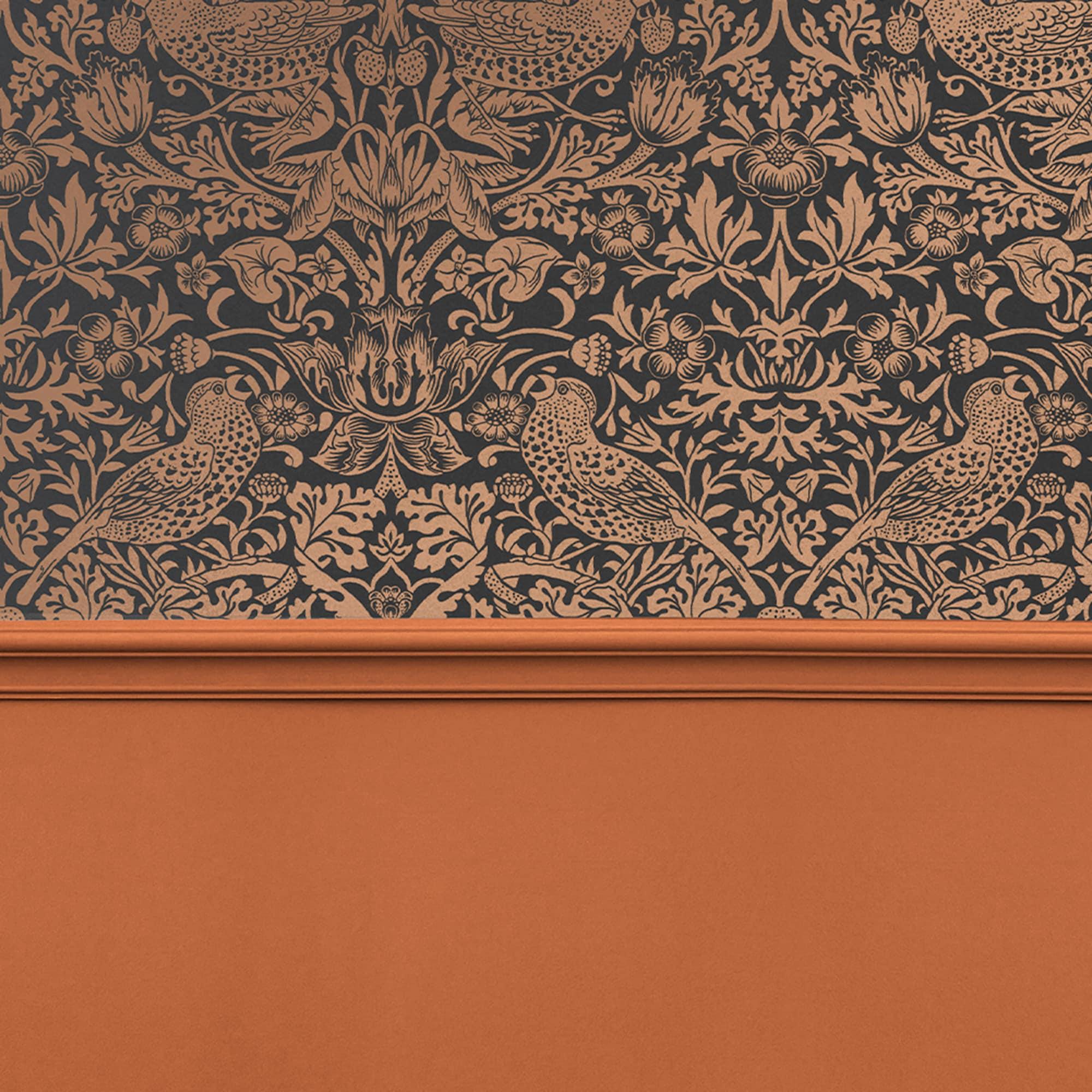 William Morris at Home Strawberry Thief Fibrous Charcoal Wallpaper
