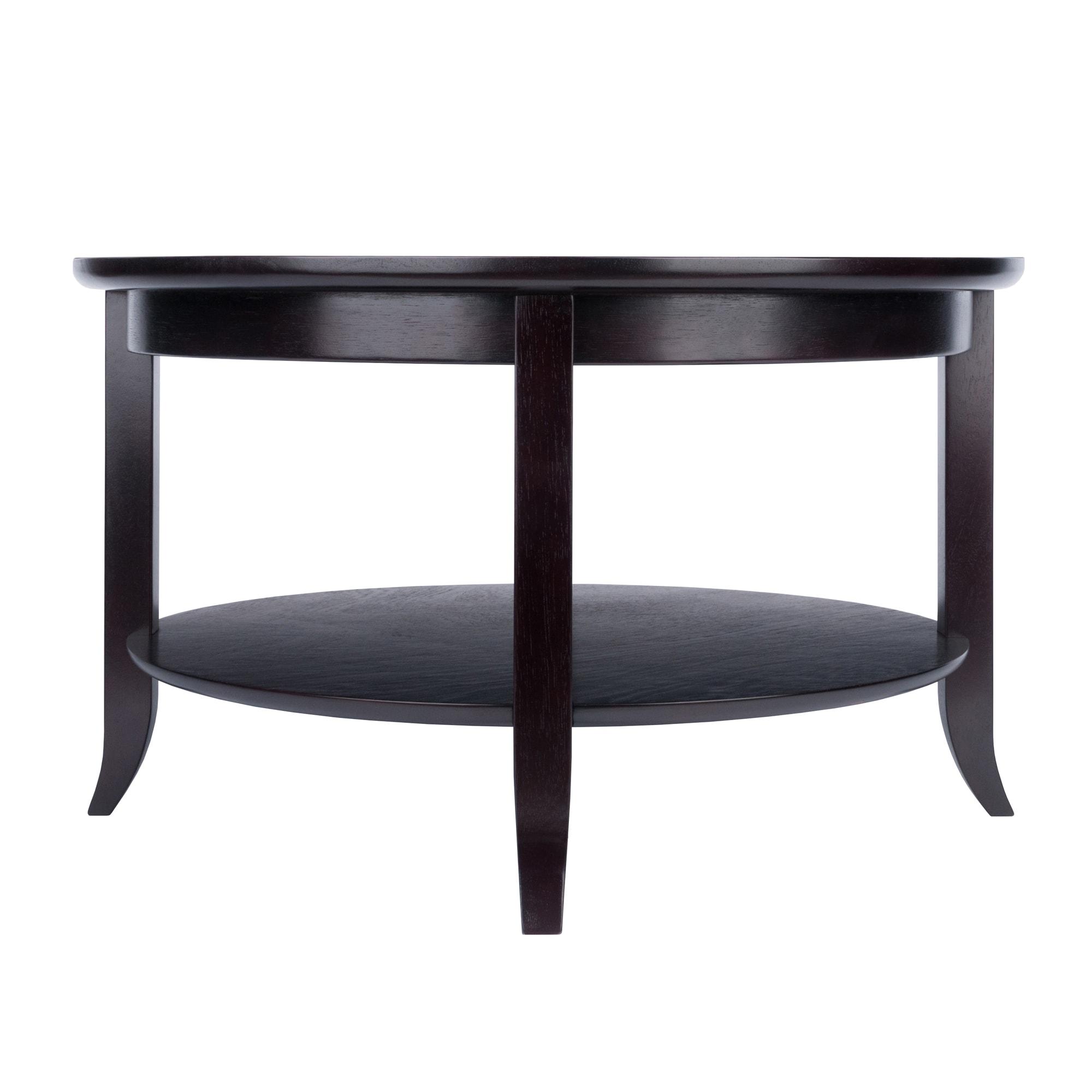 Genoa Coffee Table, Glass Inset and Shelf - Dark Espresso - Winsome: Elegant for Living Room, Wood Composite Frame