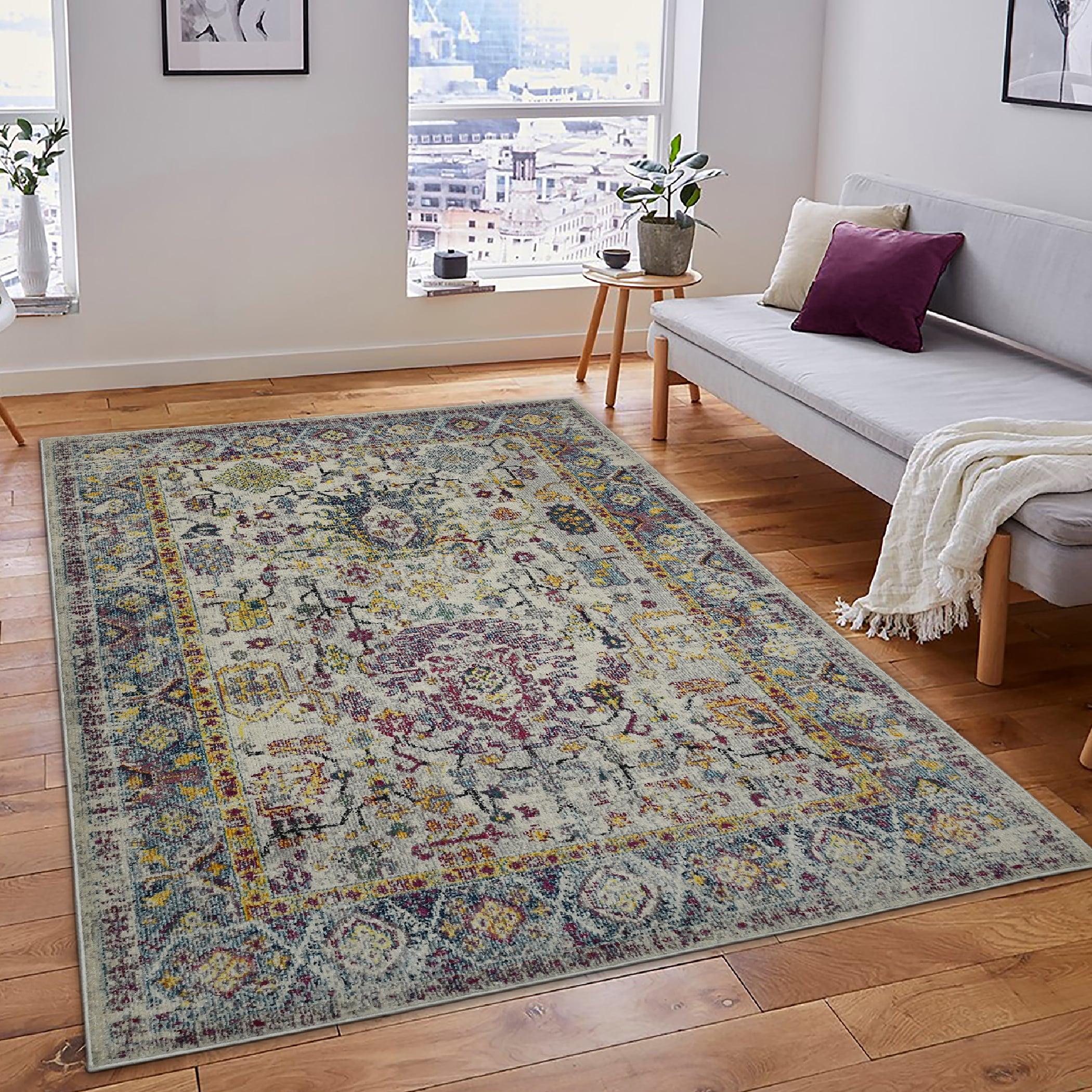 AMER Rugs Alyssa Transitional Bordered Durable Performance Multicolor Area Rug