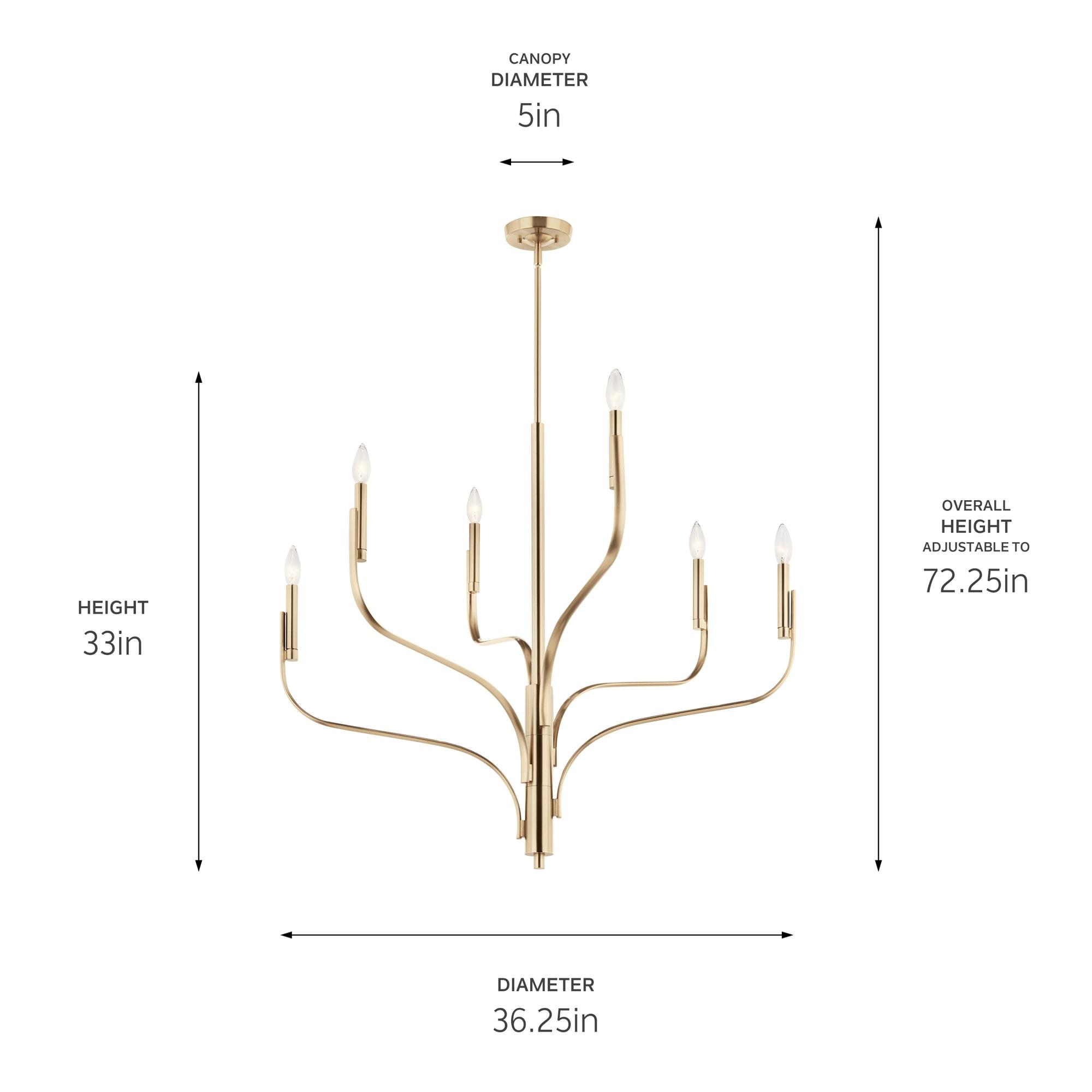 52673CPZ-Kichler Lighting-Livadia - 6 Light Chandelier-33 Inches Tall and 36.25 Inches Wide-Champagne Bronze Finish