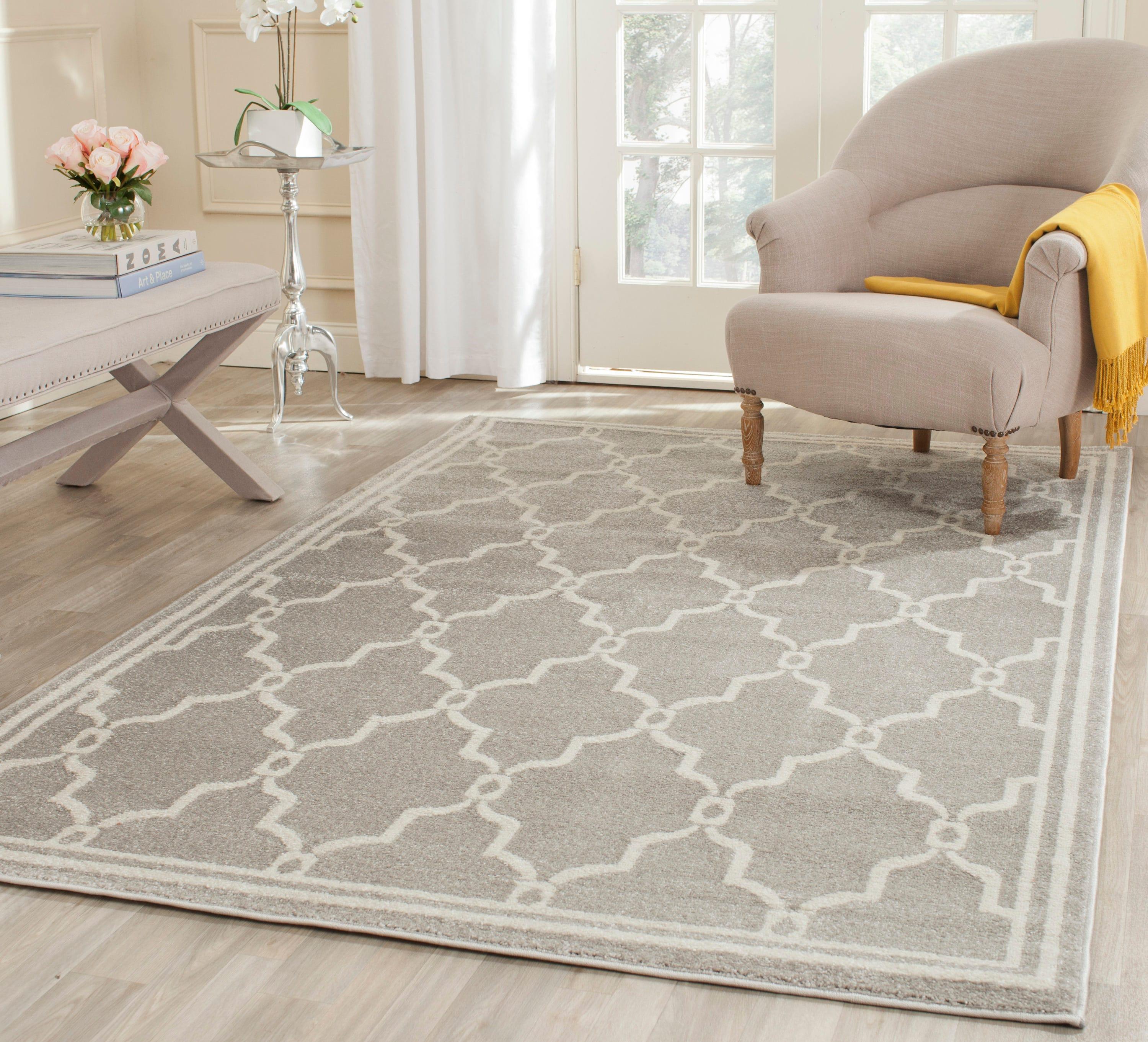 Amherst AMT414 Power Loomed Indoor Area Rug - Light Grey/Ivory - 9'x9' - Safavieh