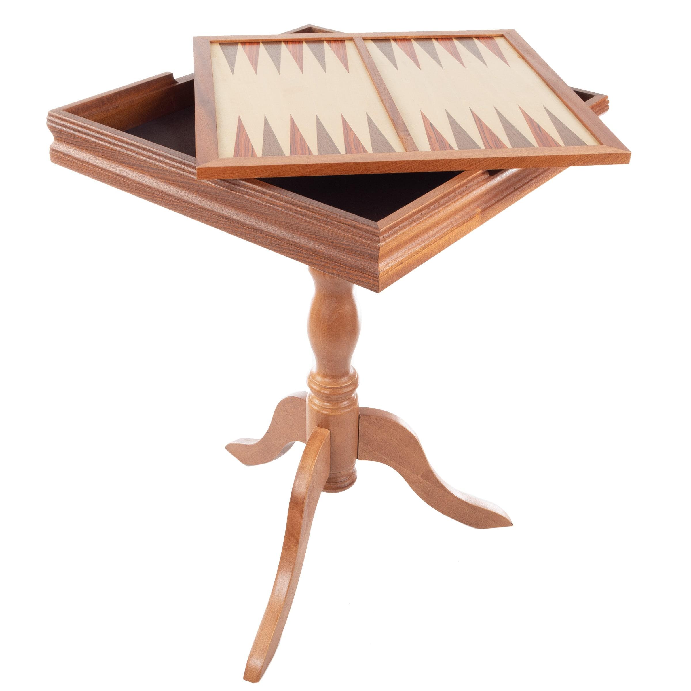 Toy Time Chess and Backgammon Pedestal End Table - Brown